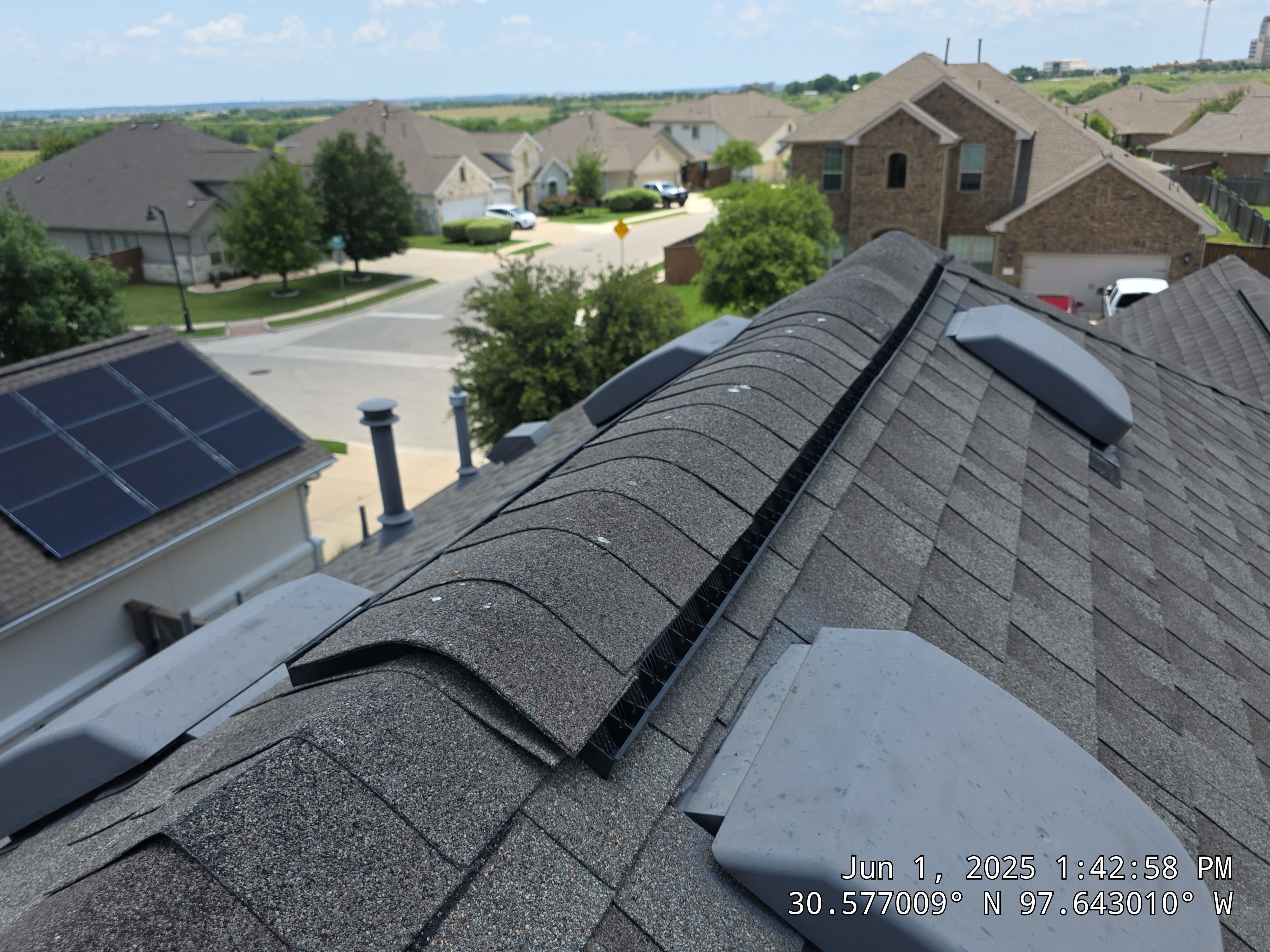 Architectural Shingle Roof Replacement and Hail Damage Restoration in Round Rock by Caliber Restoration LLC