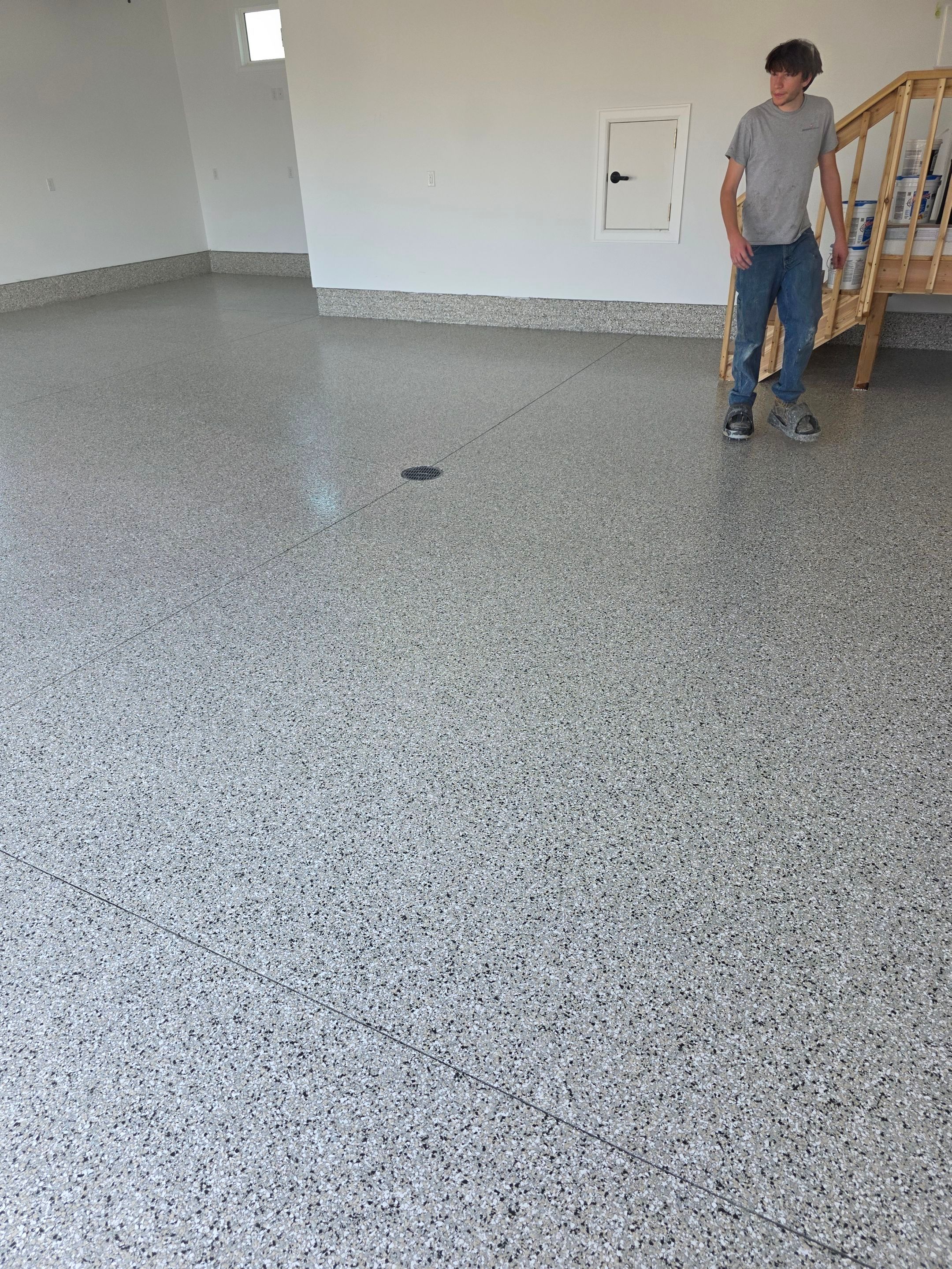 Gray and Black Speckled Polyurea Garage Floor in Dell Rapids