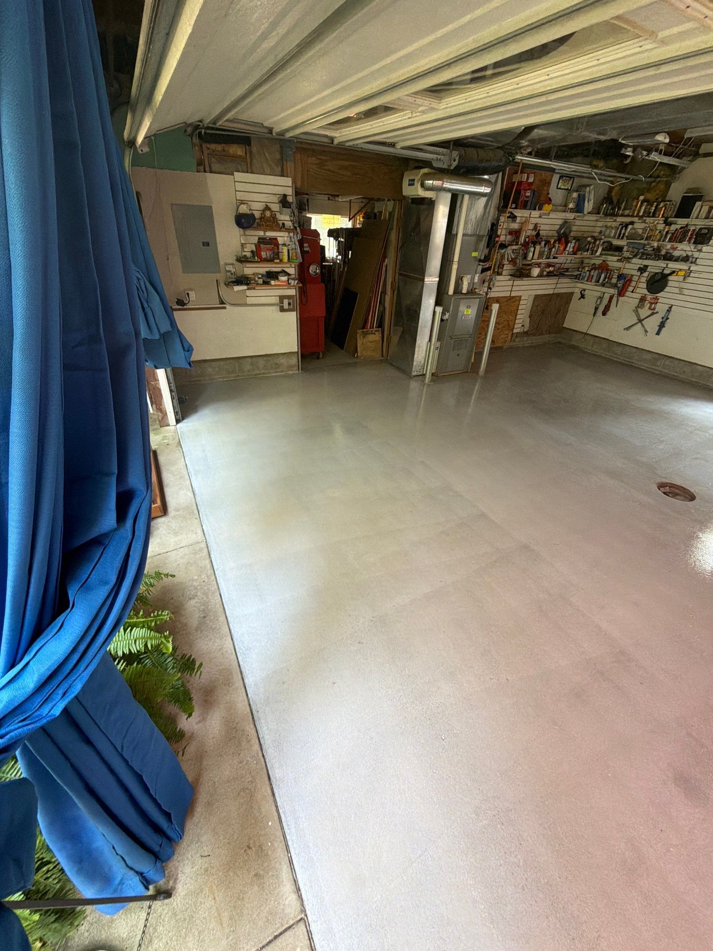 Custom Multi-Colored Epoxy Flake Garage Floor Coating in Montague by Gordon Painting