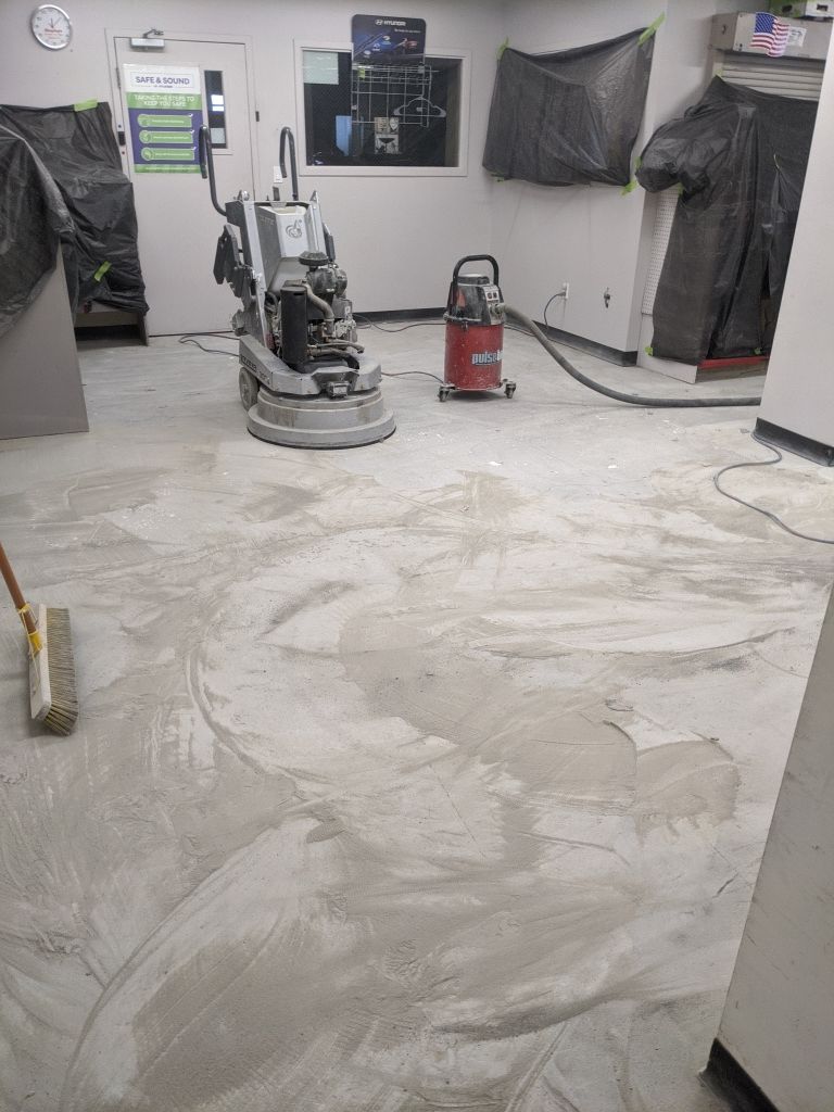 Commercial Flooring using Solid Haze Grey by Croc Coatings, LLC