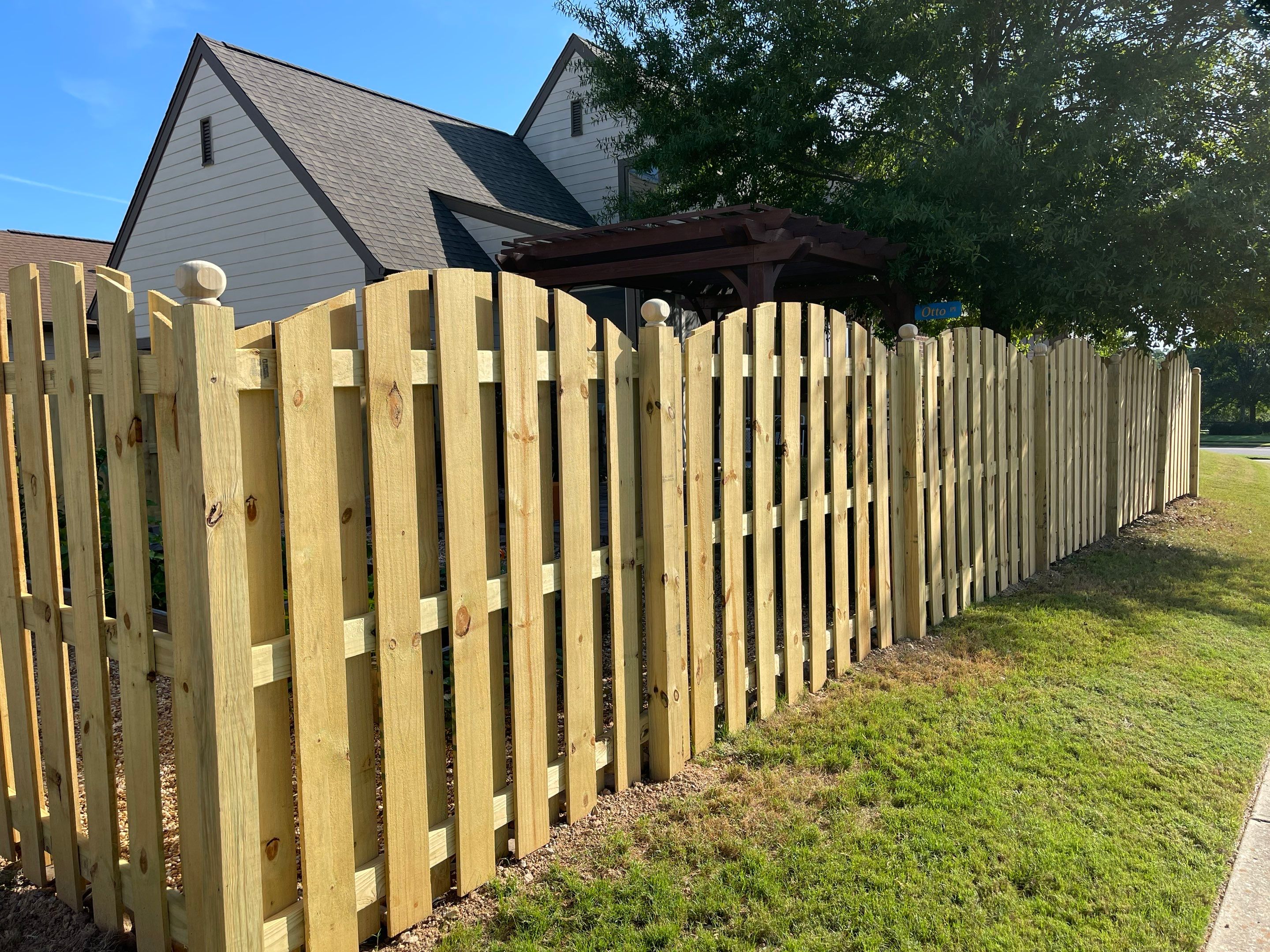 Chase Lake - Arched Shadowbox Fence by Pillar and Pine