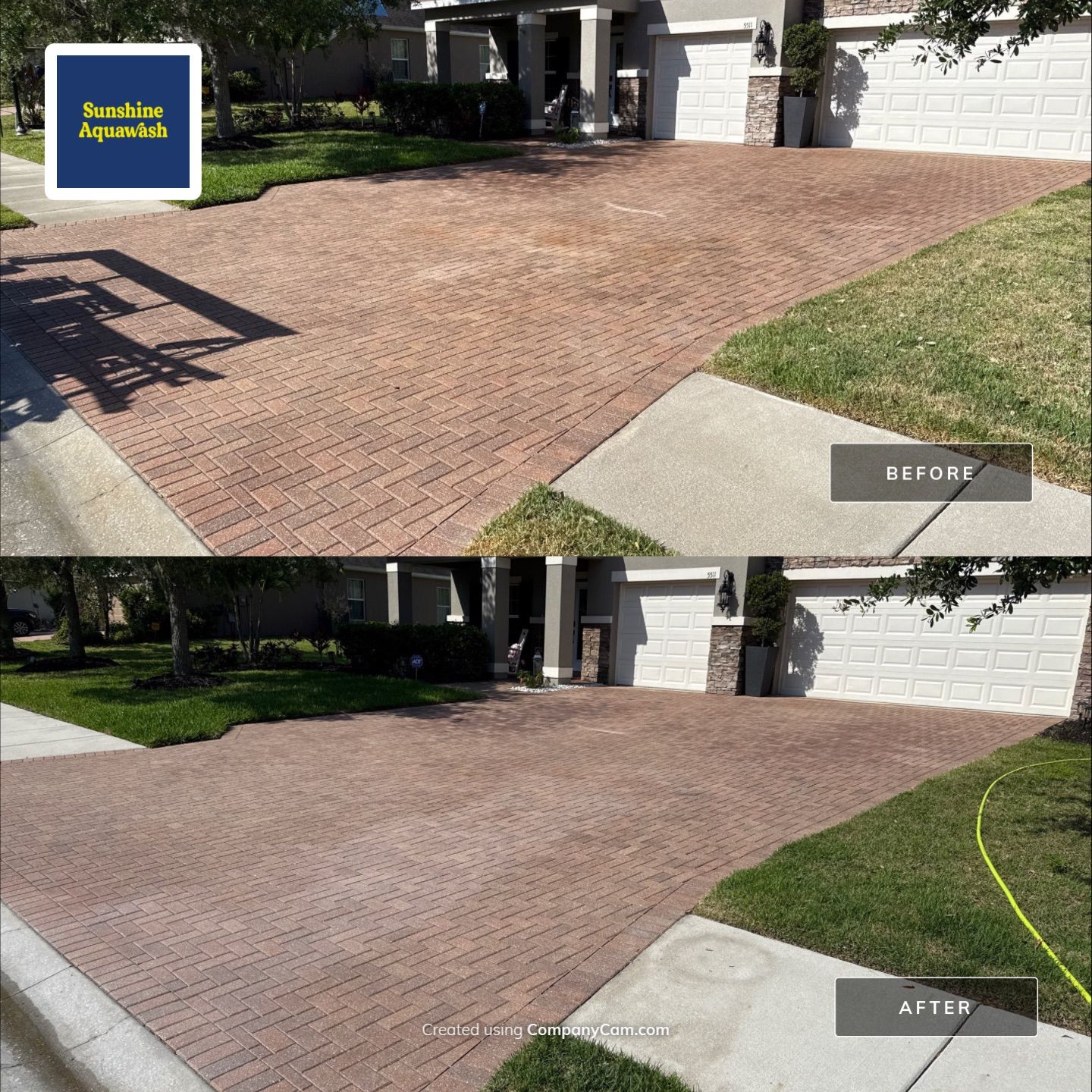 Paver Driveway & Rust Stain Removal – Oakleaf Hammock Community, Ellenton, FL by Sunshine AquaWash