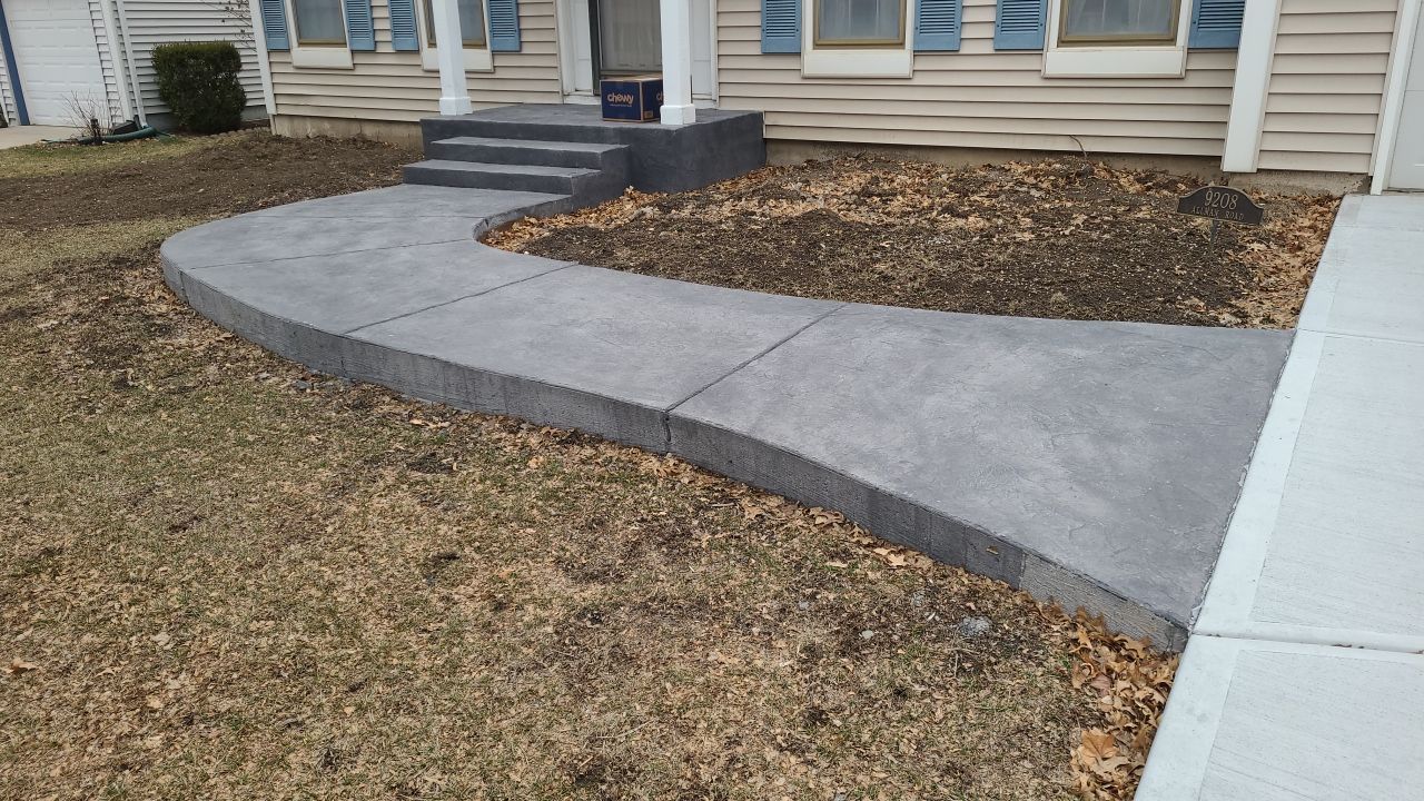 Front Yard Landscape and Retaining Wall by LAND ESCAPES LLC