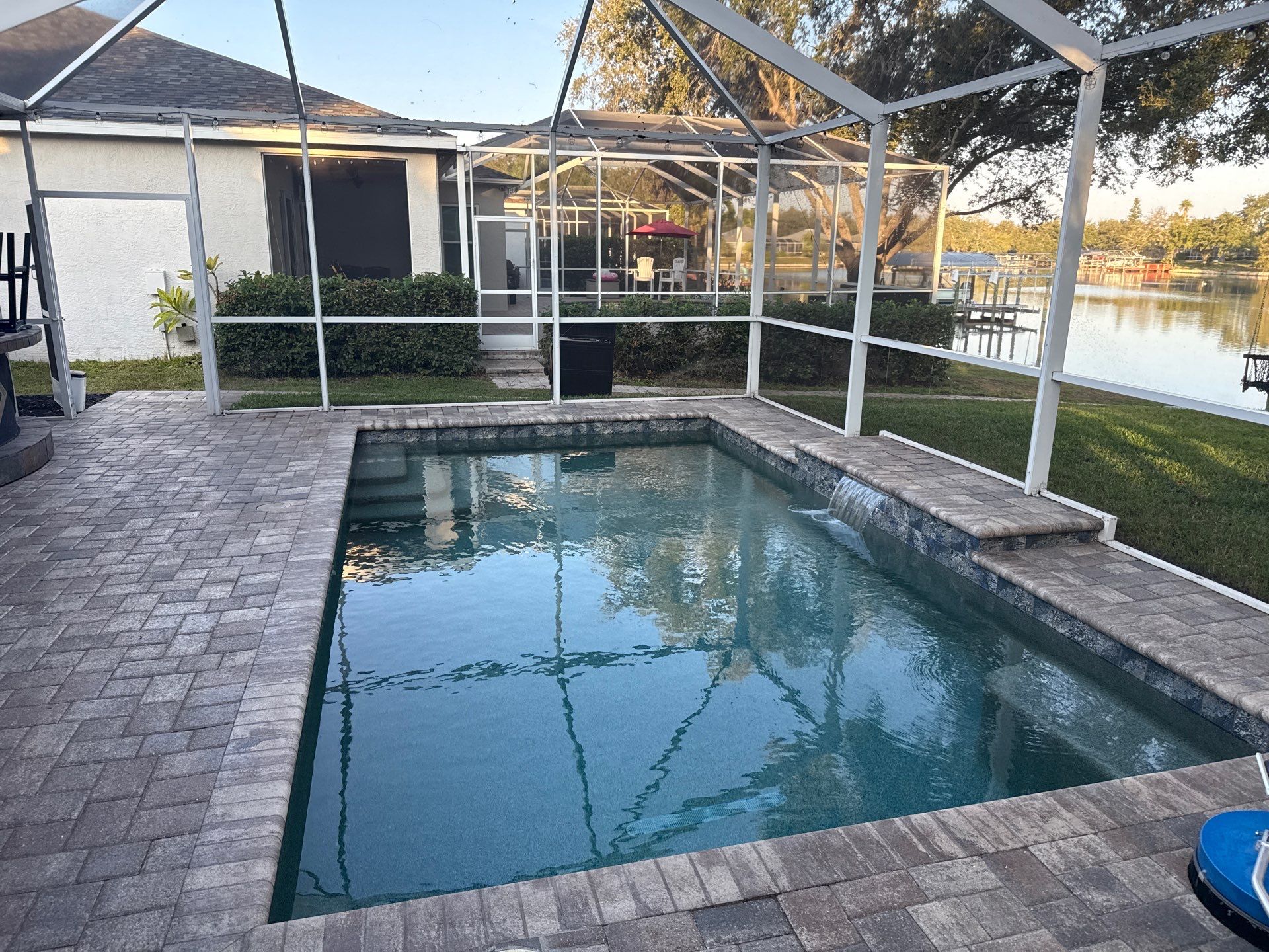 Paver Pool Deck Cleaning & Pool Cage Cleaning in River Point of Manatee – Bradenton, FL by Sunshine AquaWash