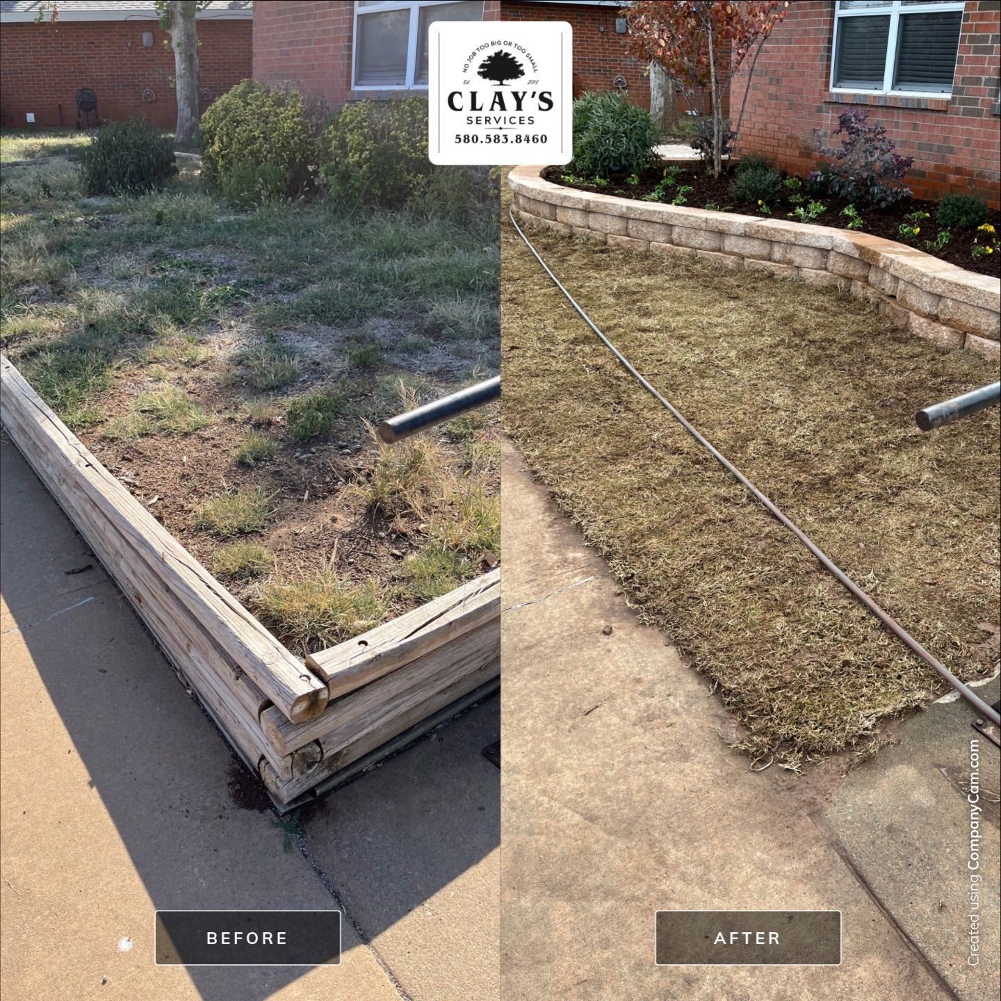 Concrete work, Landscape work, Sod work, and Irrigation work. by Clays Services Inc