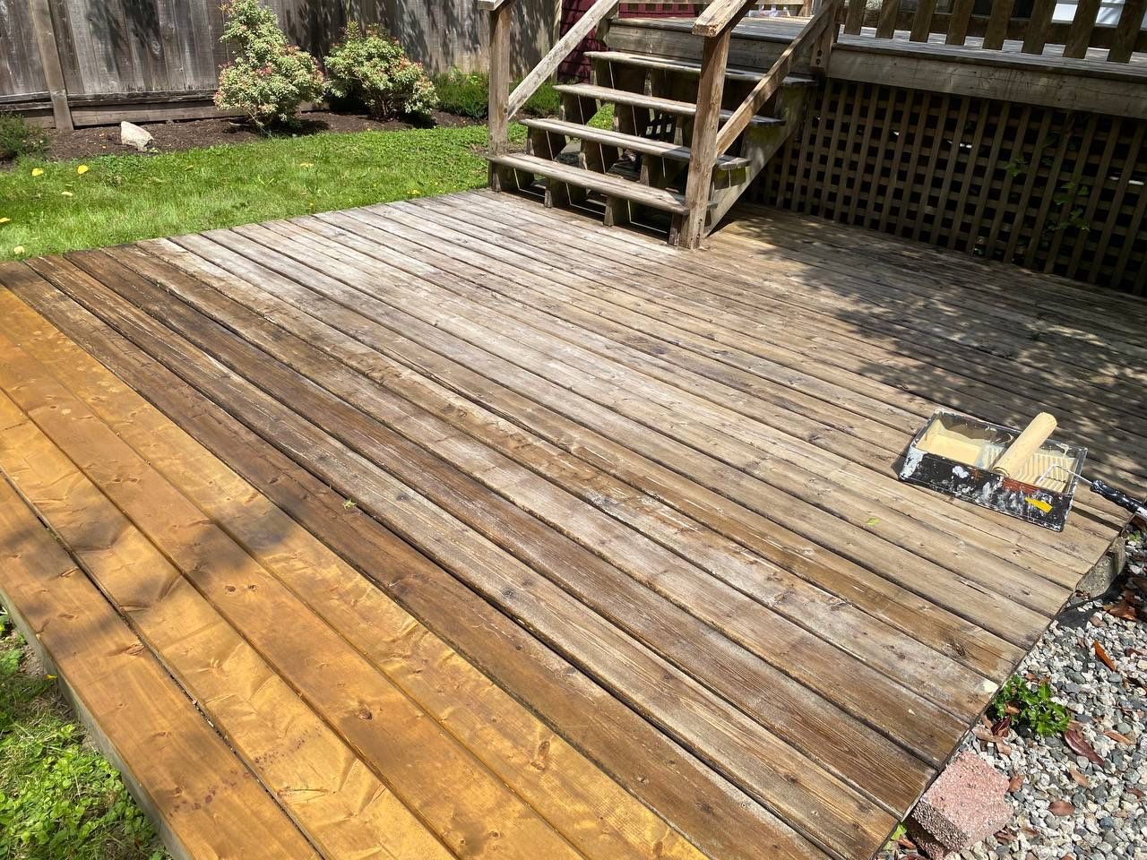 Deck Restoration: Staining Deck & Railings by YVR Construction Group