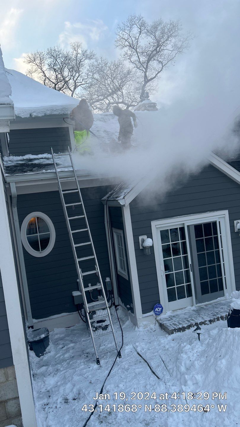 Roof Snow And Ice Dam Removal using Steamer by Stendahl Services