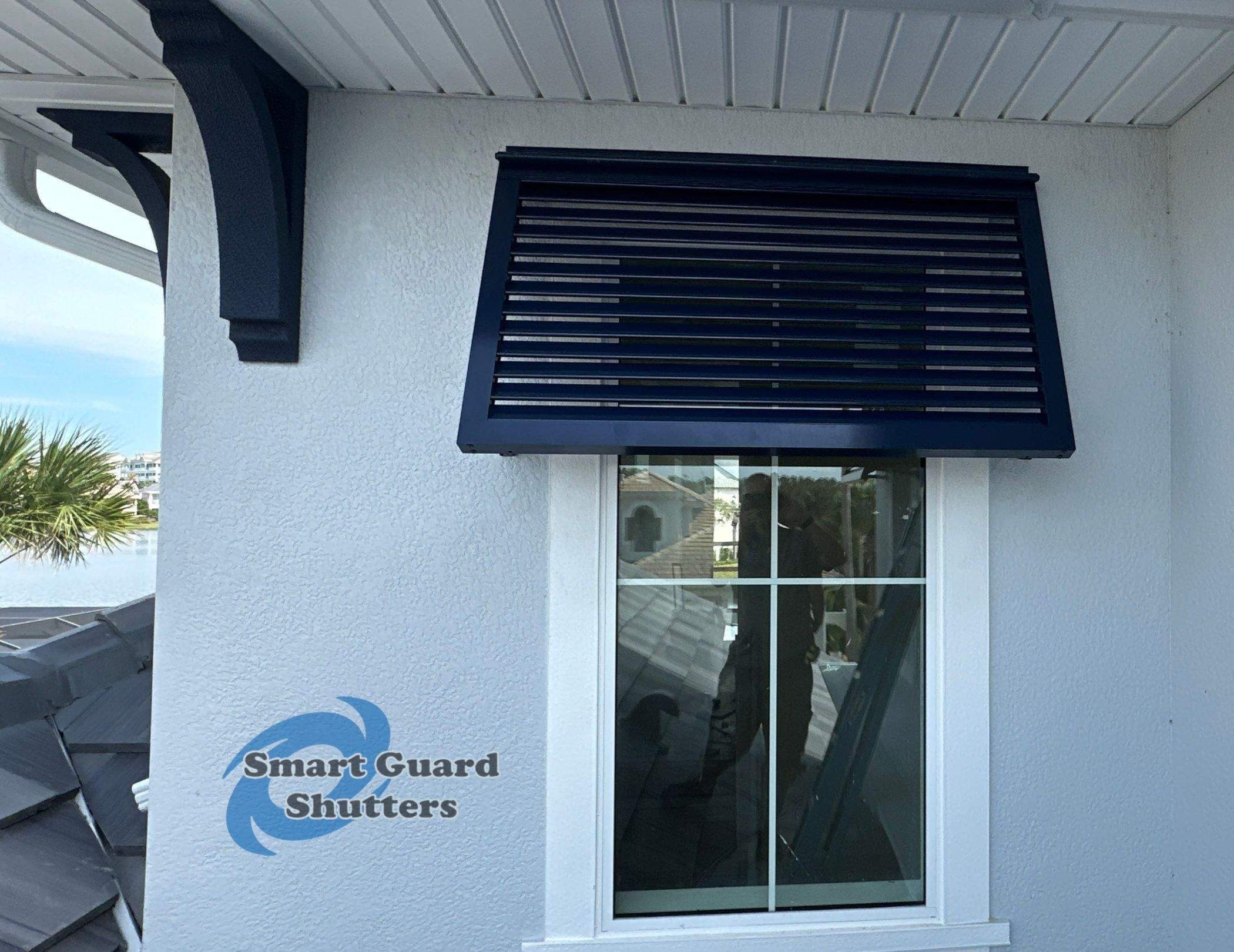 Decorative Bahamas in Steel Blue by Smart Guard Shutters