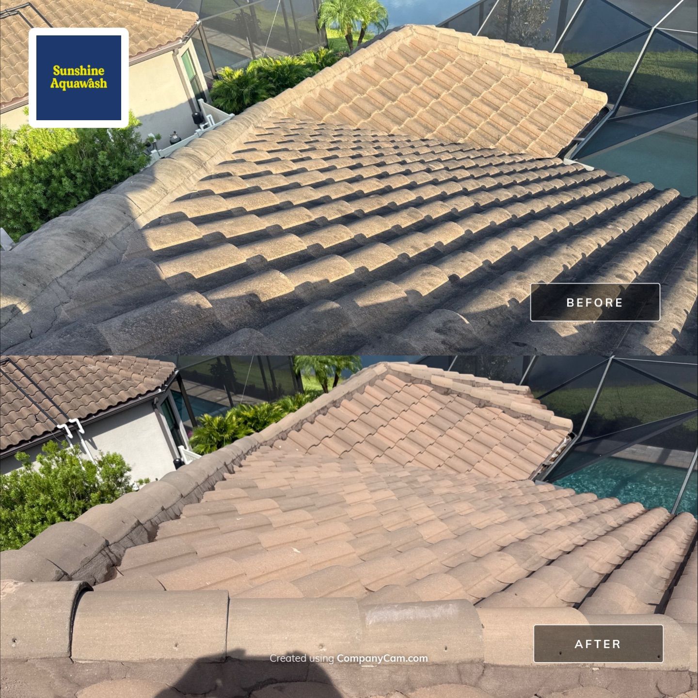 Soft Wash Roof Cleaning – Concrete Tile Roof | Artisan Lakes Esplanade, Palmetto, FL by Sunshine AquaWash