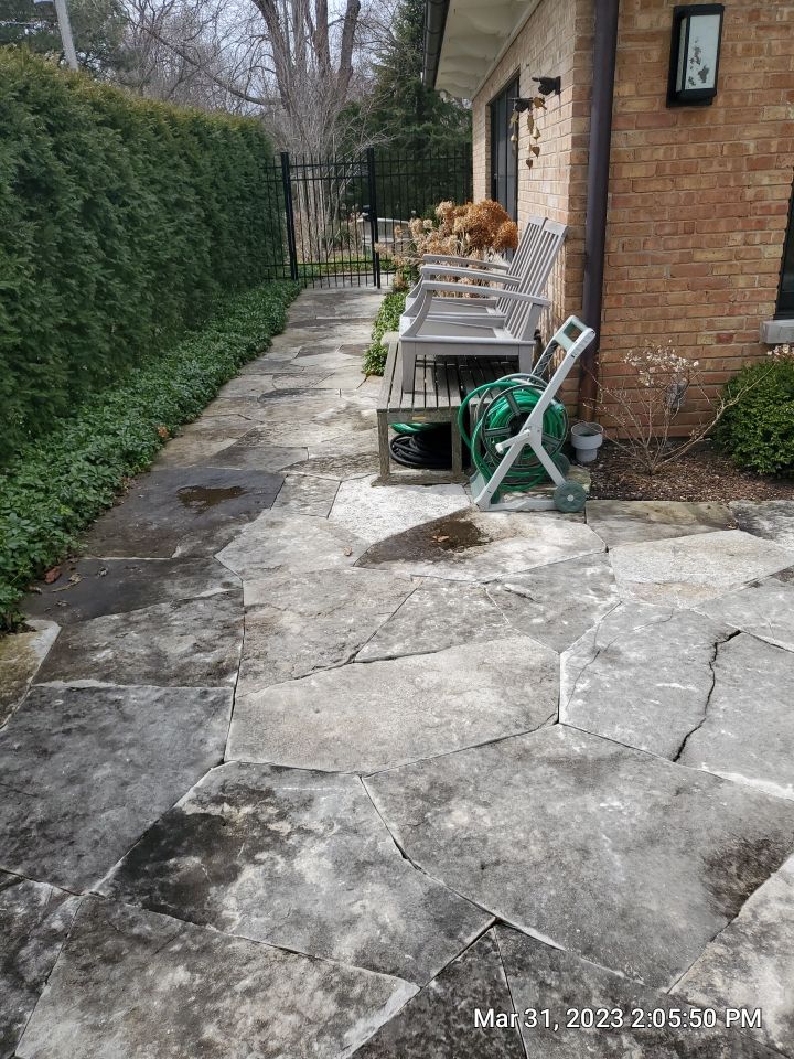 Evanston, IL stone patio cleaning by Northern Power Washing LLC.