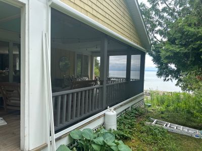 Sunesta motorized Sentry Privacy Screen Installation for Saint Ignace Waterfront Porch