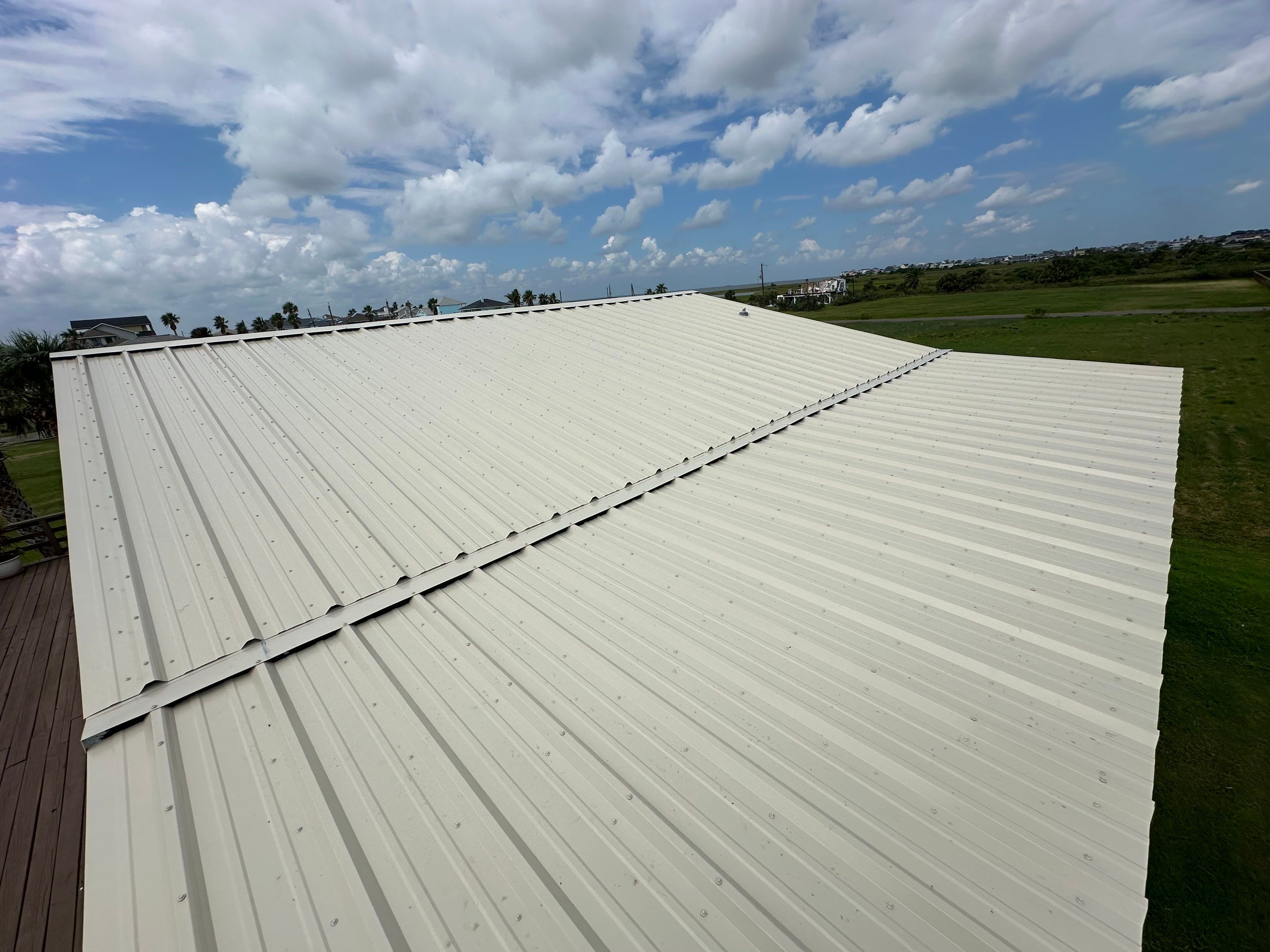 Residential Roofing Installation using R-Panel Metal Roofing on Galveston Island by Core Four Roofing