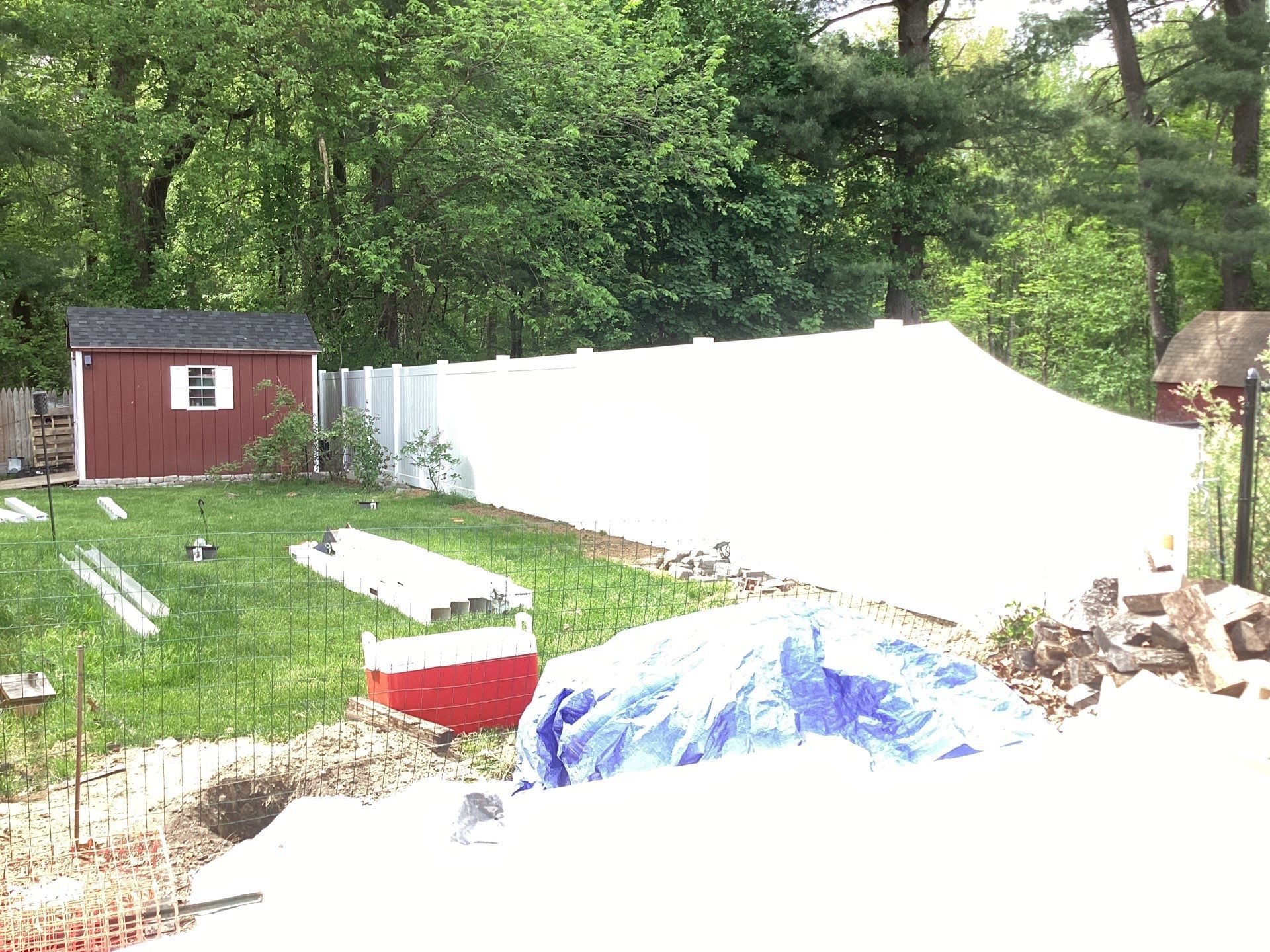 Replacement fence with White Vinyl Privacy and matching gates.  by DiGiorgi Roofing and Siding Inc