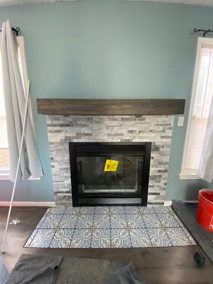 New Fireplace, Tile, Mantel and Glass Doors in Virginia Beach