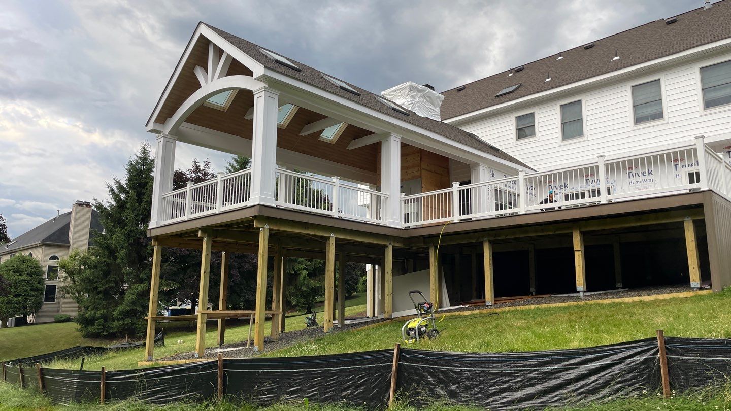 New Deck with A-Frame Style Roof by deck guardian