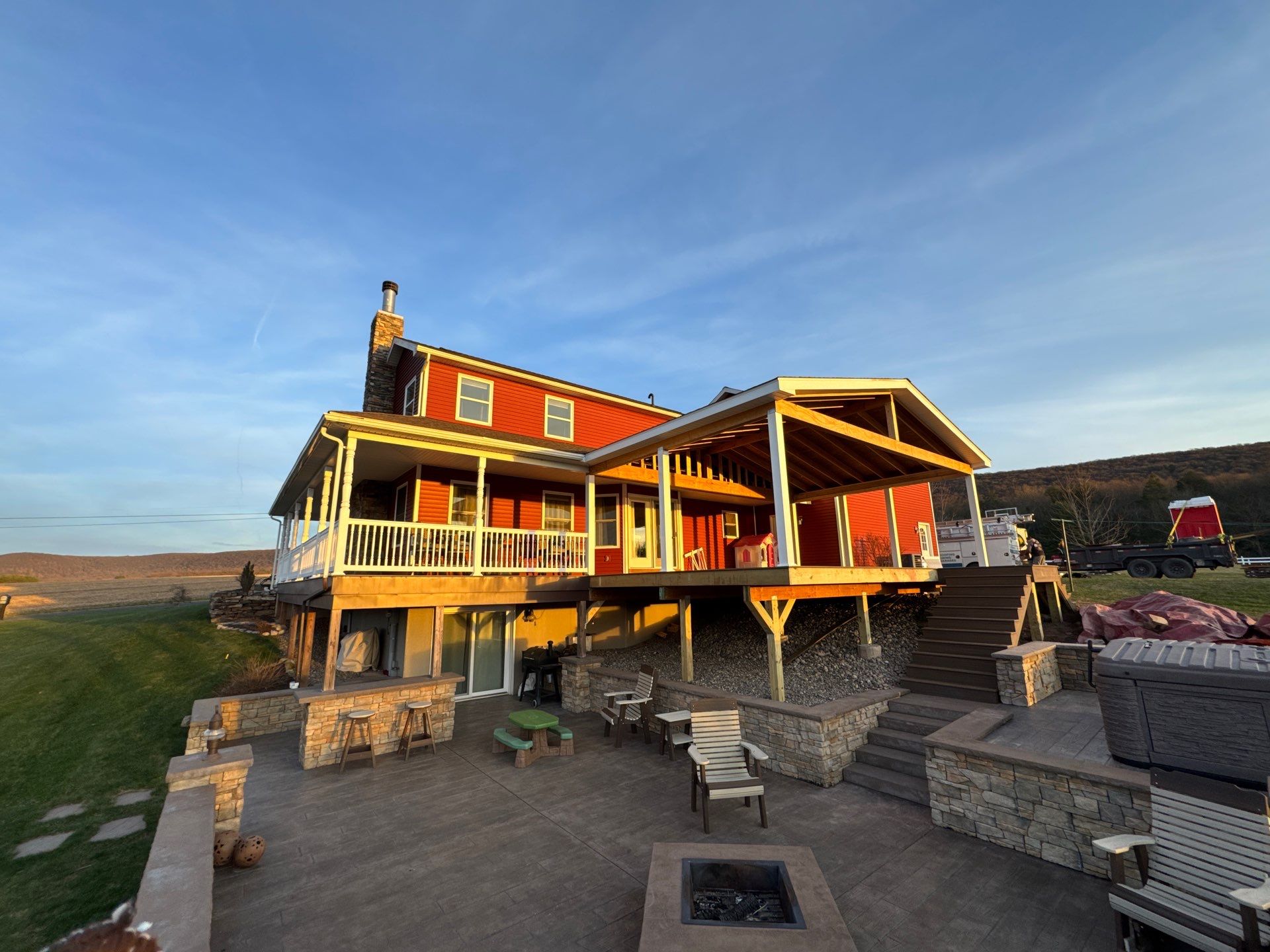 Covered Deck Addition With Custom Gable Roof in Tower City by Esh Builders