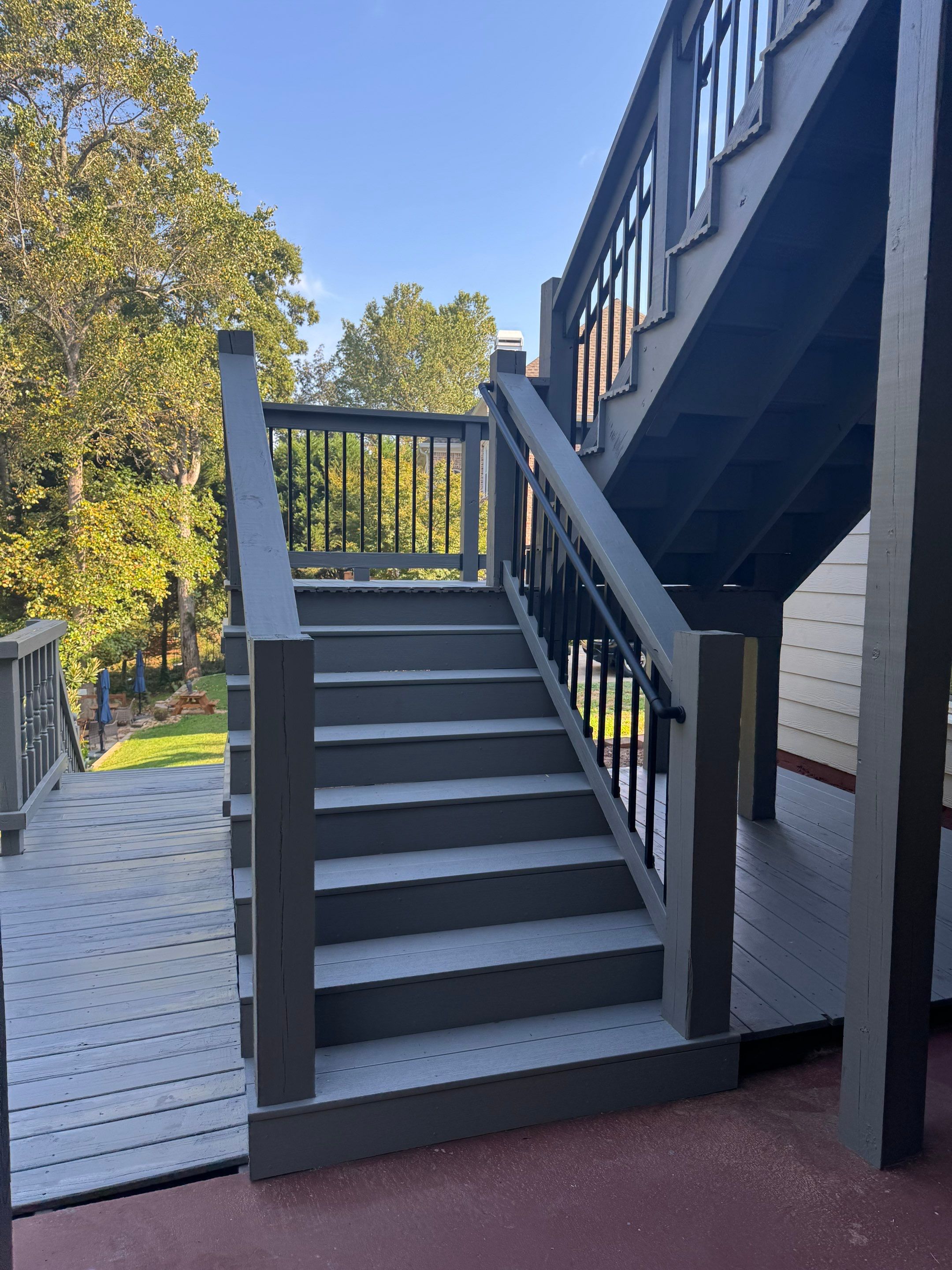 Multi-Level Deck Exterior Painting and Staining in Stonecrest by Swift Home Renovations
