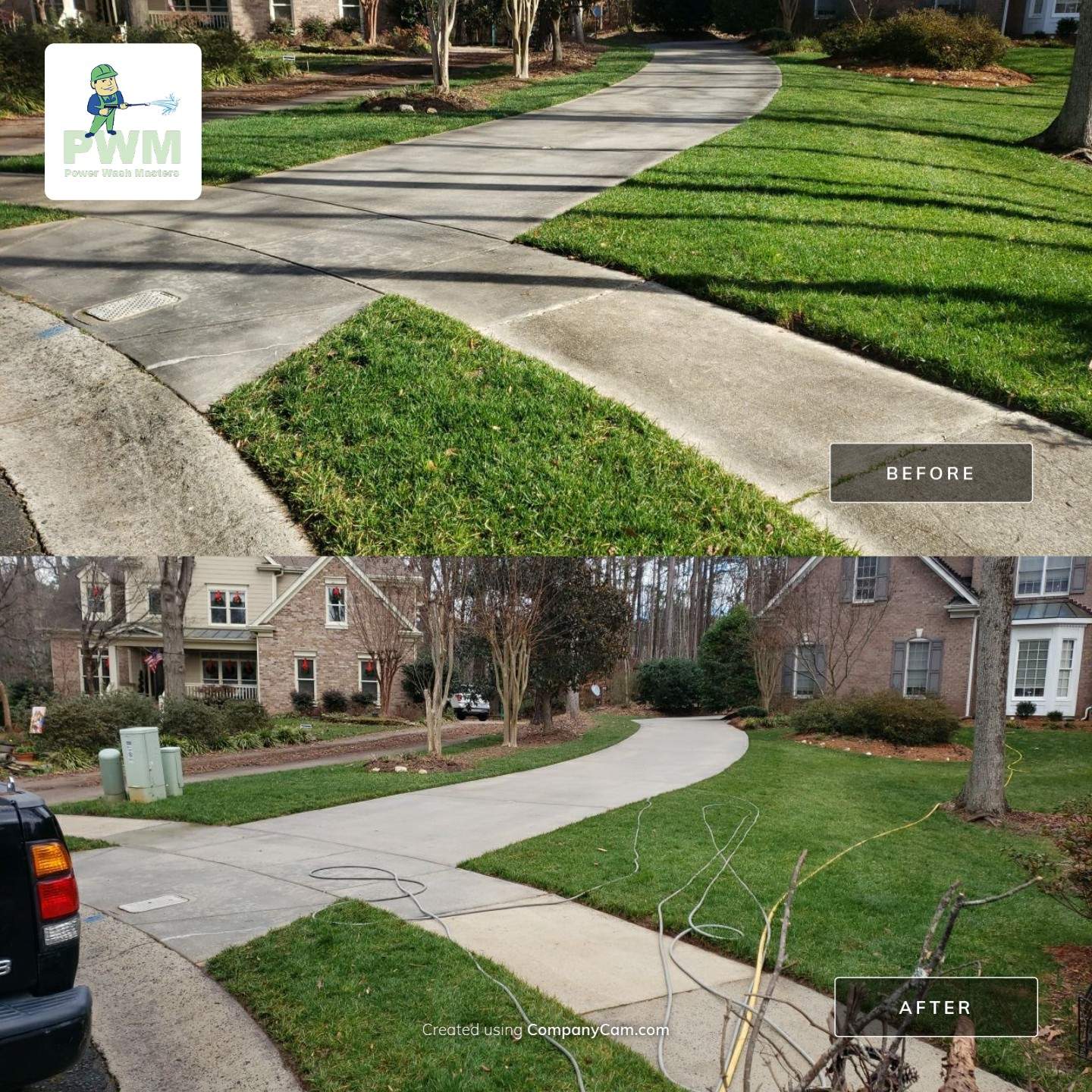 Driveway Clean using cleaner by Power Wash Masters LLC