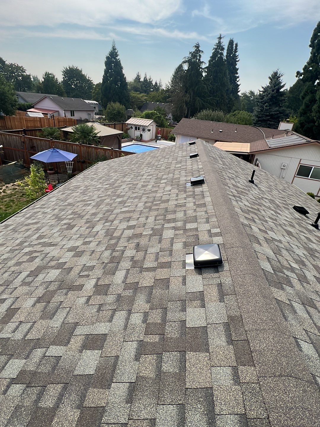 Residential Roofing Installation using Owens Corning Duration Shingles In "Driftwood".  by BEST Roofing & Waterproofing