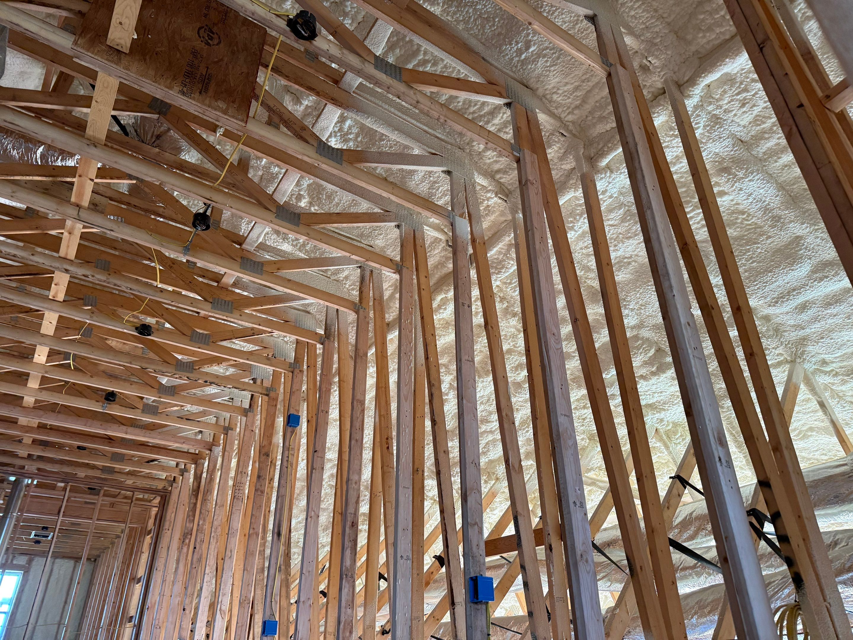 Hybrid foam system on roof deck of ICF house by Kool Foam LLC