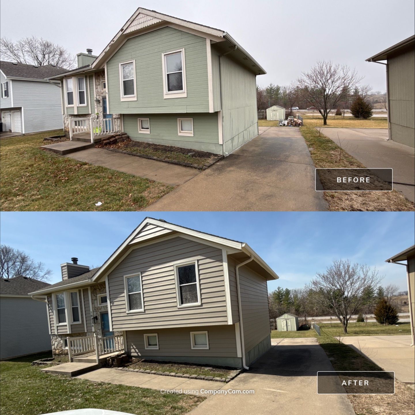 Kansas City Horizontal Vinyl Siding Installation for Split-Level Residence by EEC Windows, Siding & Roofing