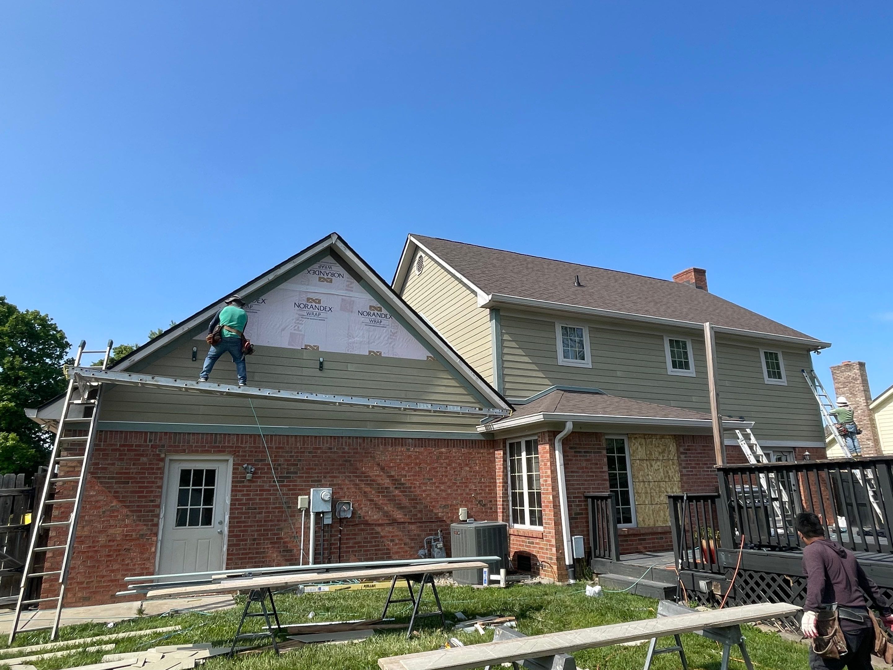Tornado damage in Whiteland. Roof replacement, James Hardie siding, exterior paint, gutters, windows, doors by 317 Roofing & Restorations