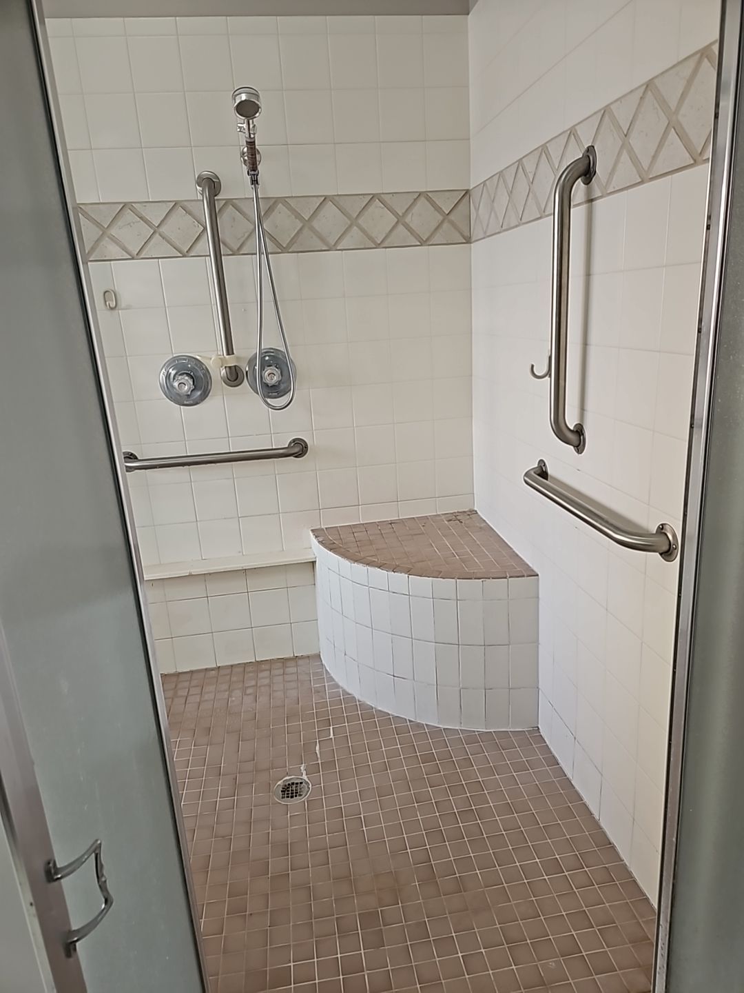 Full bathroom with giant shower AND doggy shower by The Shower Company