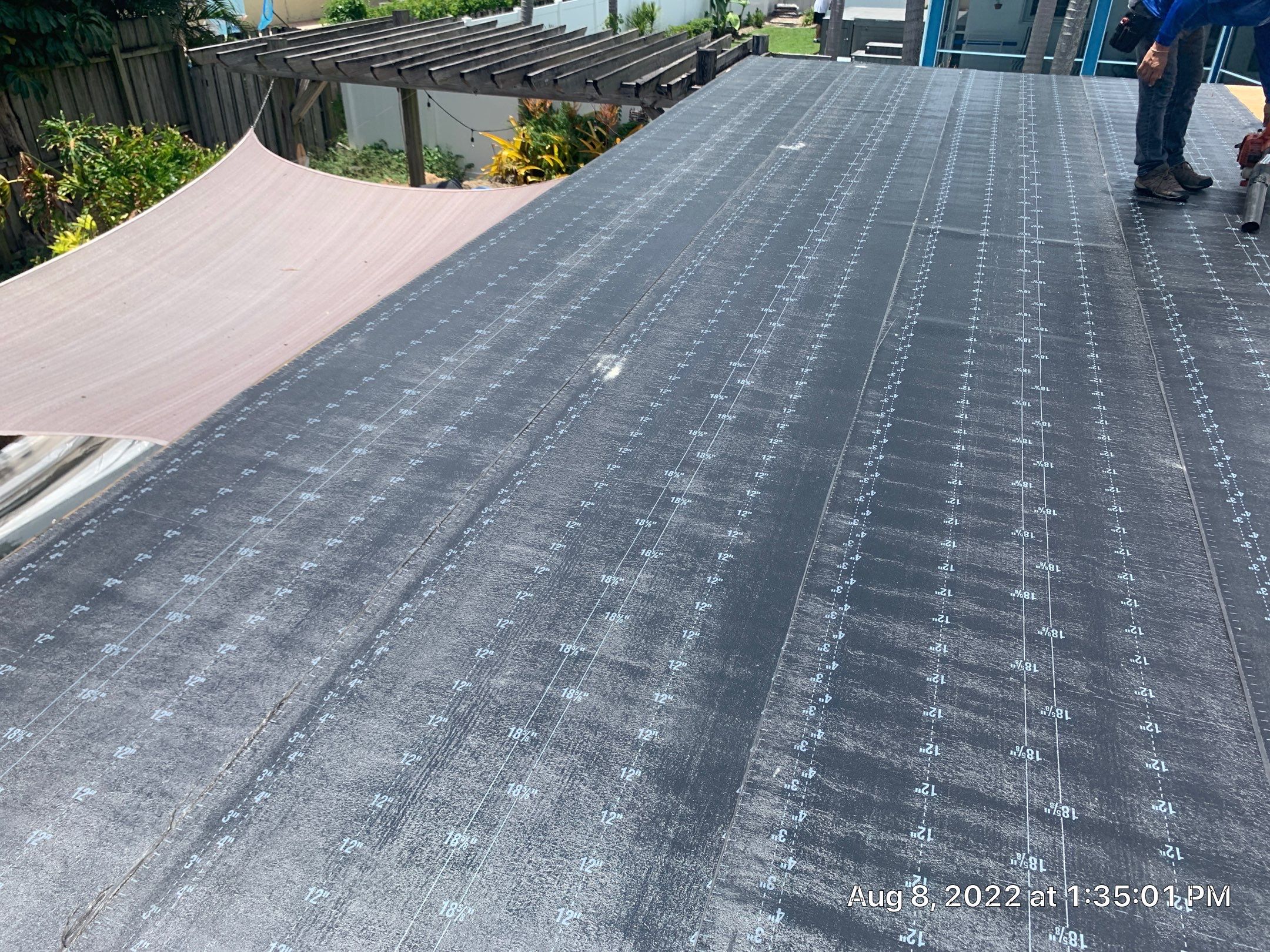 Residential Roofing Installation using 1" Nail strip metal roof by BLUES BROTHERS ROOFING