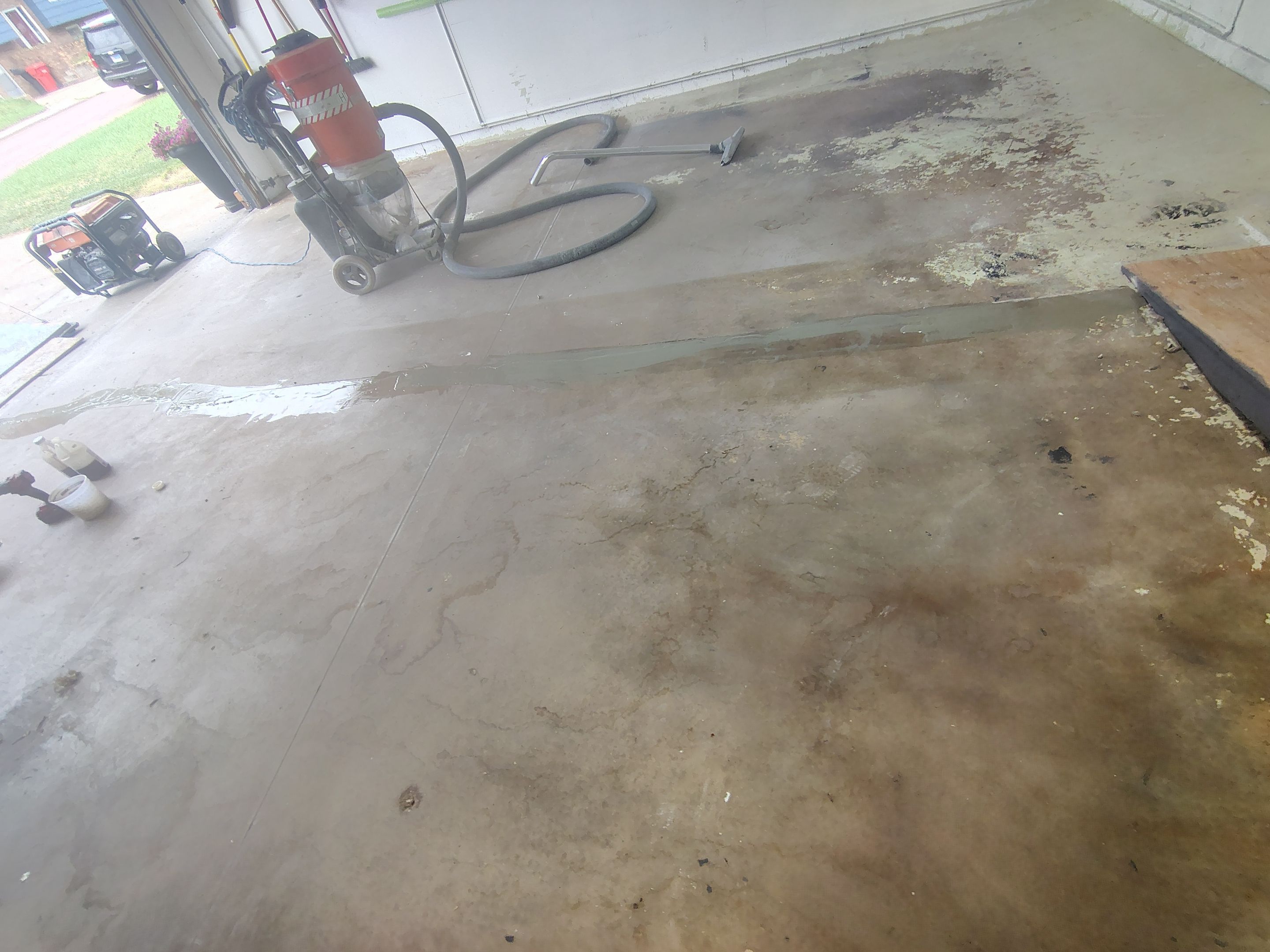 Yankton Garage Concrete Coating With Feather Gray Decorative Chips by Select Painting, Coatings & Garage Cabinets