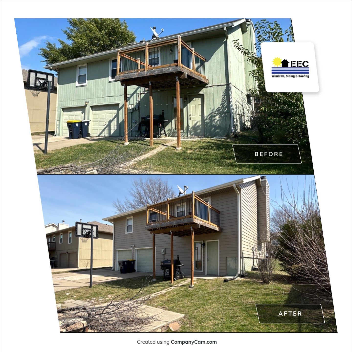 Kansas City Horizontal Vinyl Siding Installation for Split-Level Residence by EEC Windows, Siding & Roofing