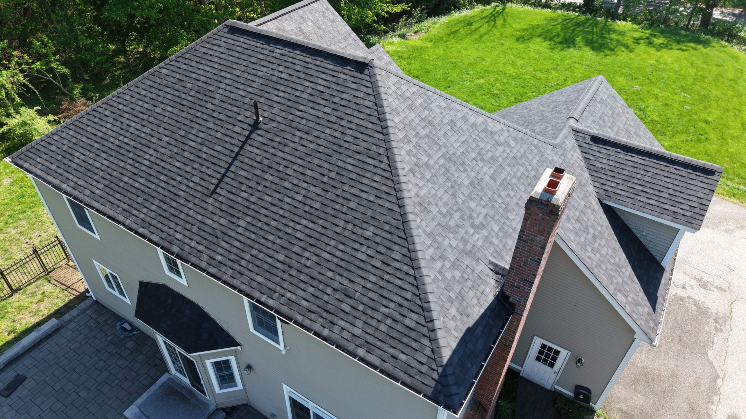  Full Strip & Re-Roof in Leicester, MA – Owens Corning Duration, Onyx Black with Chimney Flashing Replacement by JOHNNYS PRO