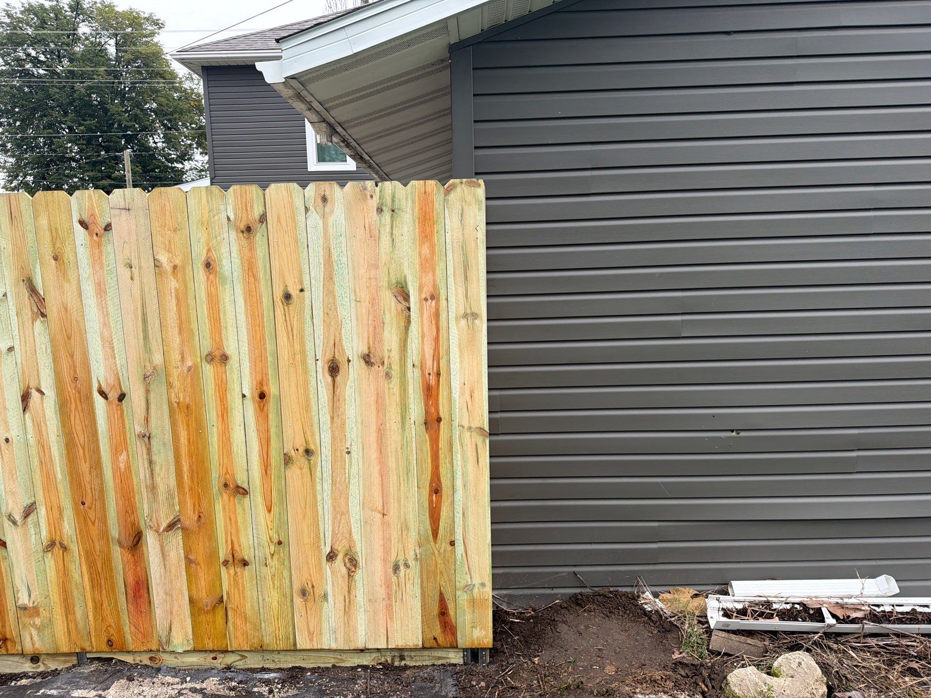 Custom Wood Privacy Fence and Black Chain Link Gate in Independence by Perfect Picket Fence and Stain