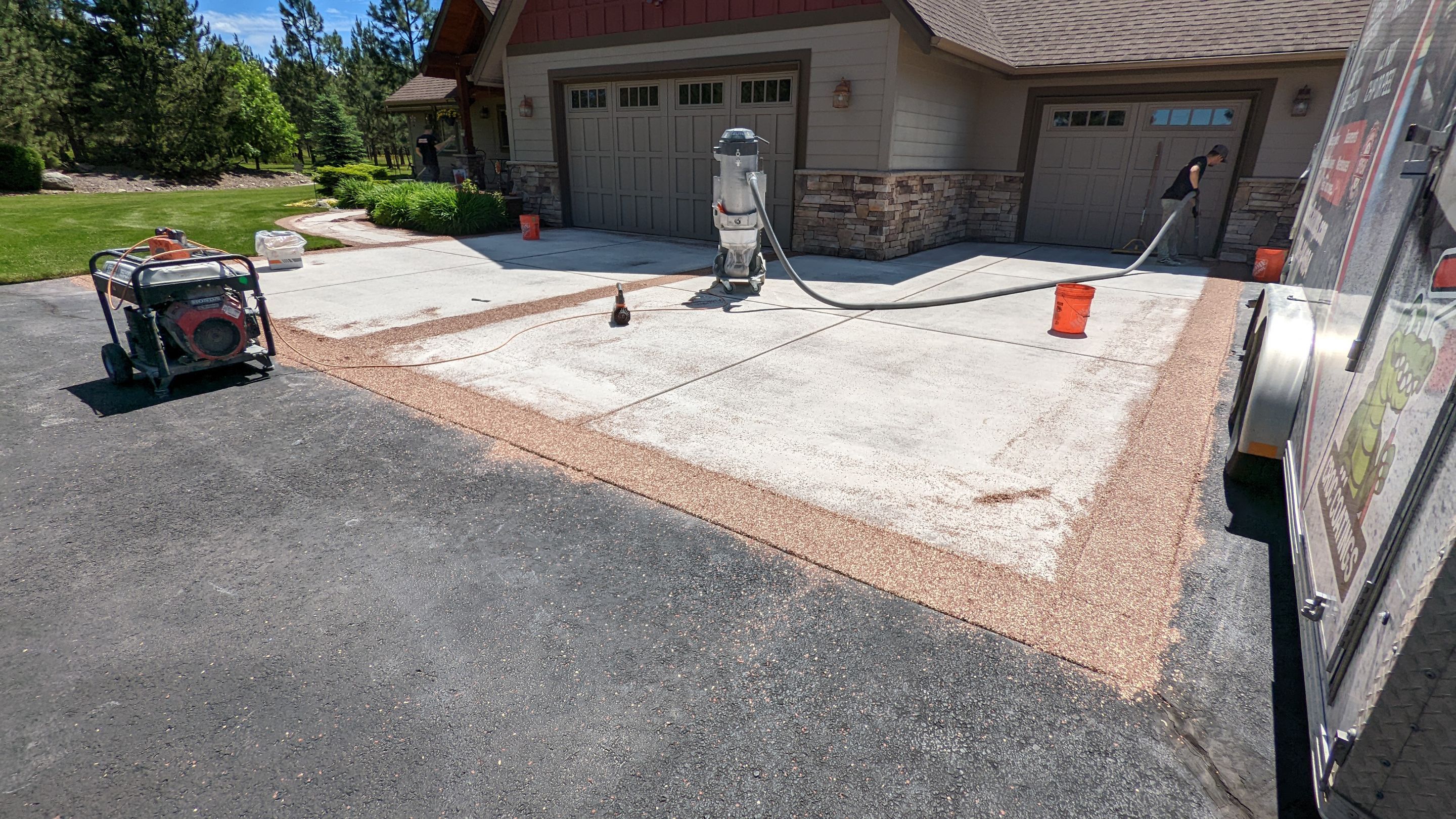 Driveway using Pecan and Chestnut Trim by Croc Coatings, LLC