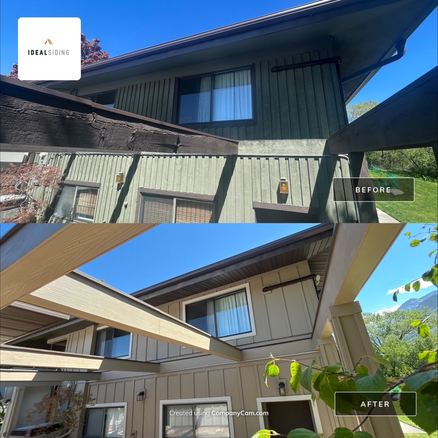 Complete Hardie Colorplus Board and Batten replacement with Custom Soffit Transformation in Sandy by Ideal Siding Utah