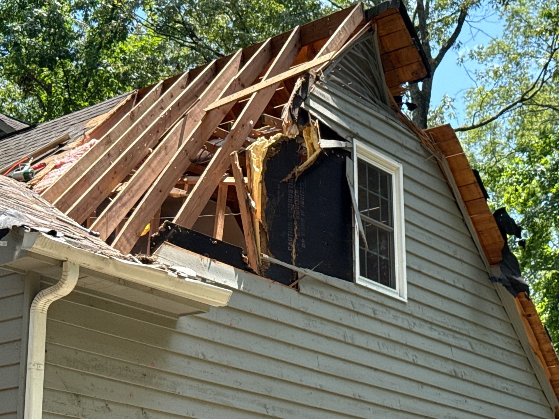 Collierville Roof Replacement Following Major Tree Impact Damage with interior repairs by Revival Roofing Services