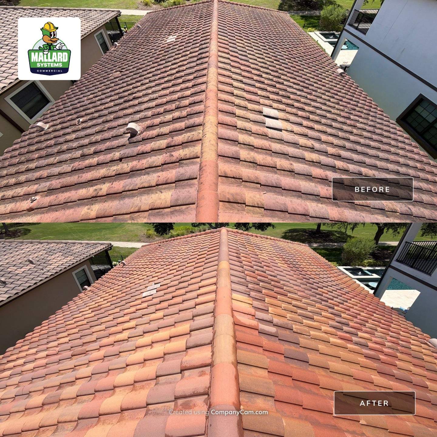Residential Exterior House Wash and Tile Roof Maintenance in Orlando by Mallard Systems