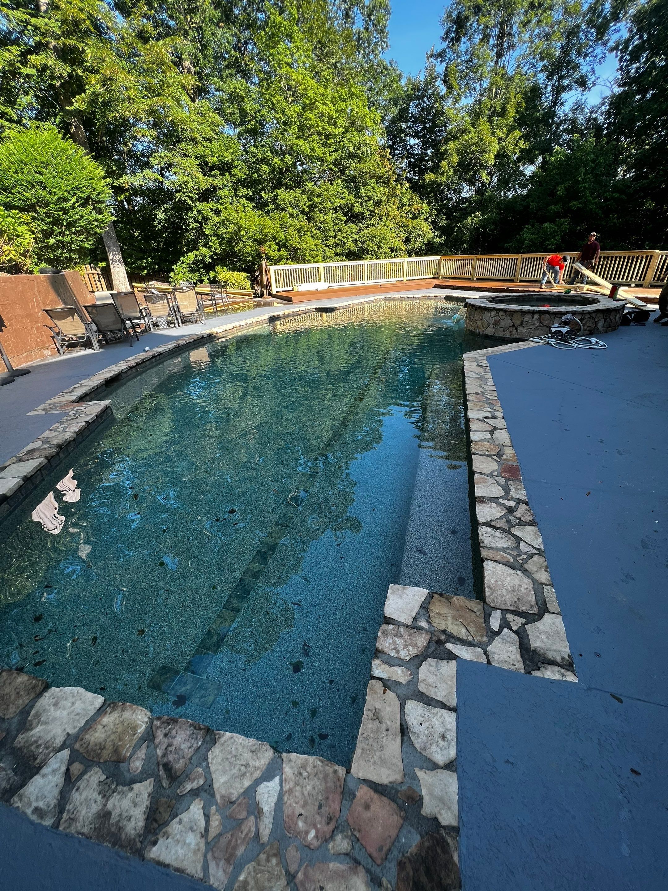 Atlanta Wooden Deck Restoration and Pool Concrete Staining Project by Swift Home Renovations
