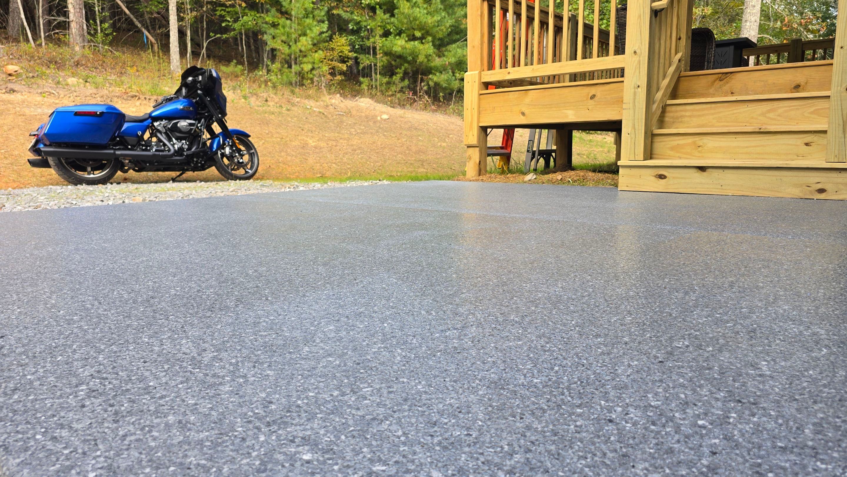 Patio Using Basalt & Garage Using Gravel by Elite Floor Solutions