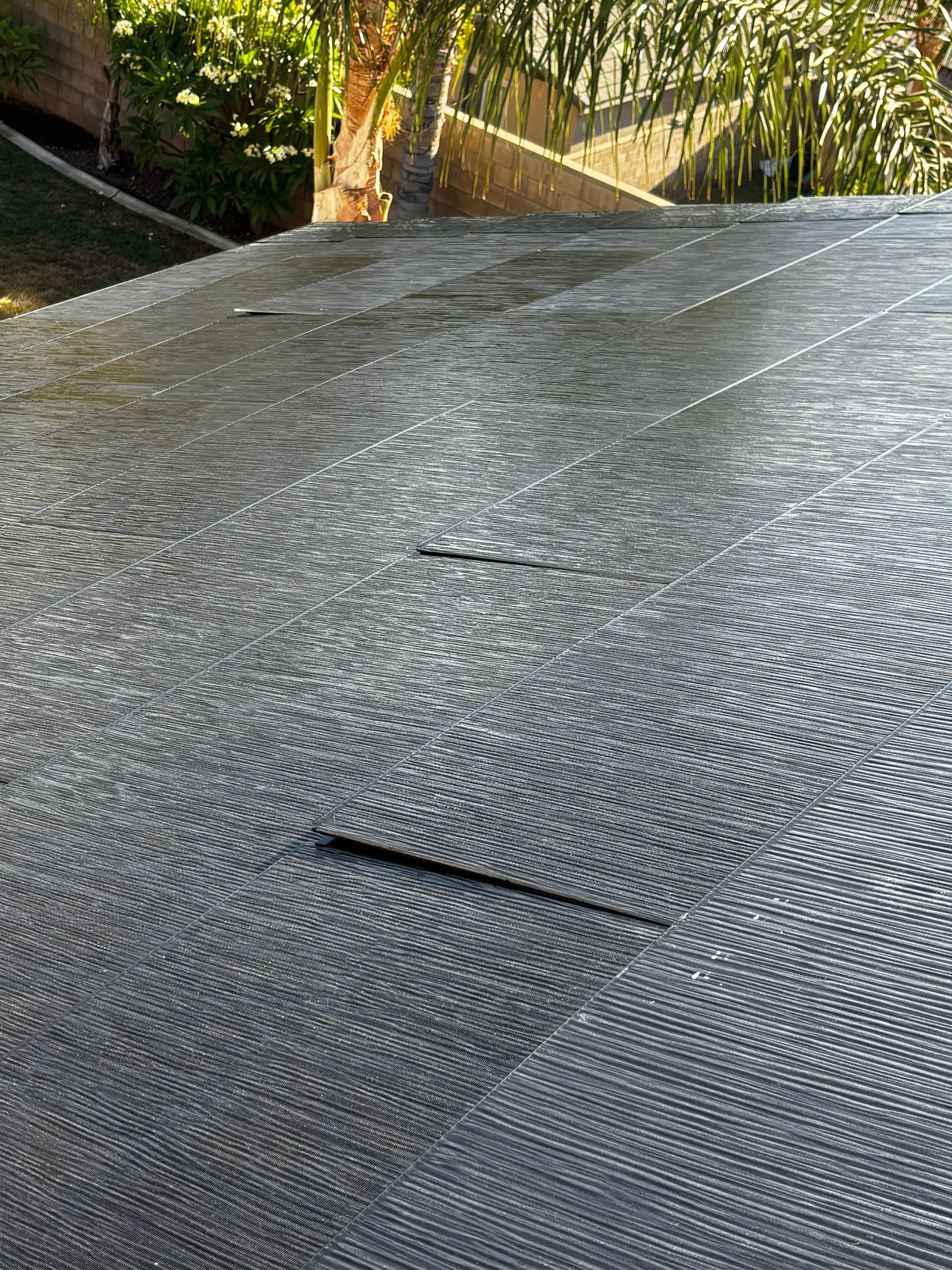 Tesla Roof Cleaning in Fontana California by Palm Coast Solar Cleaning