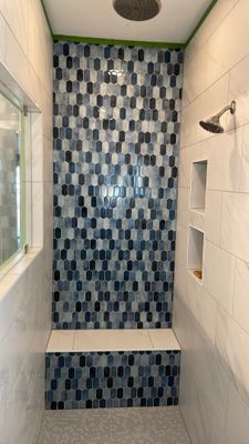 Bathroom Remodel using Decorative Tile by Footprints Floors of Coastal Carolina