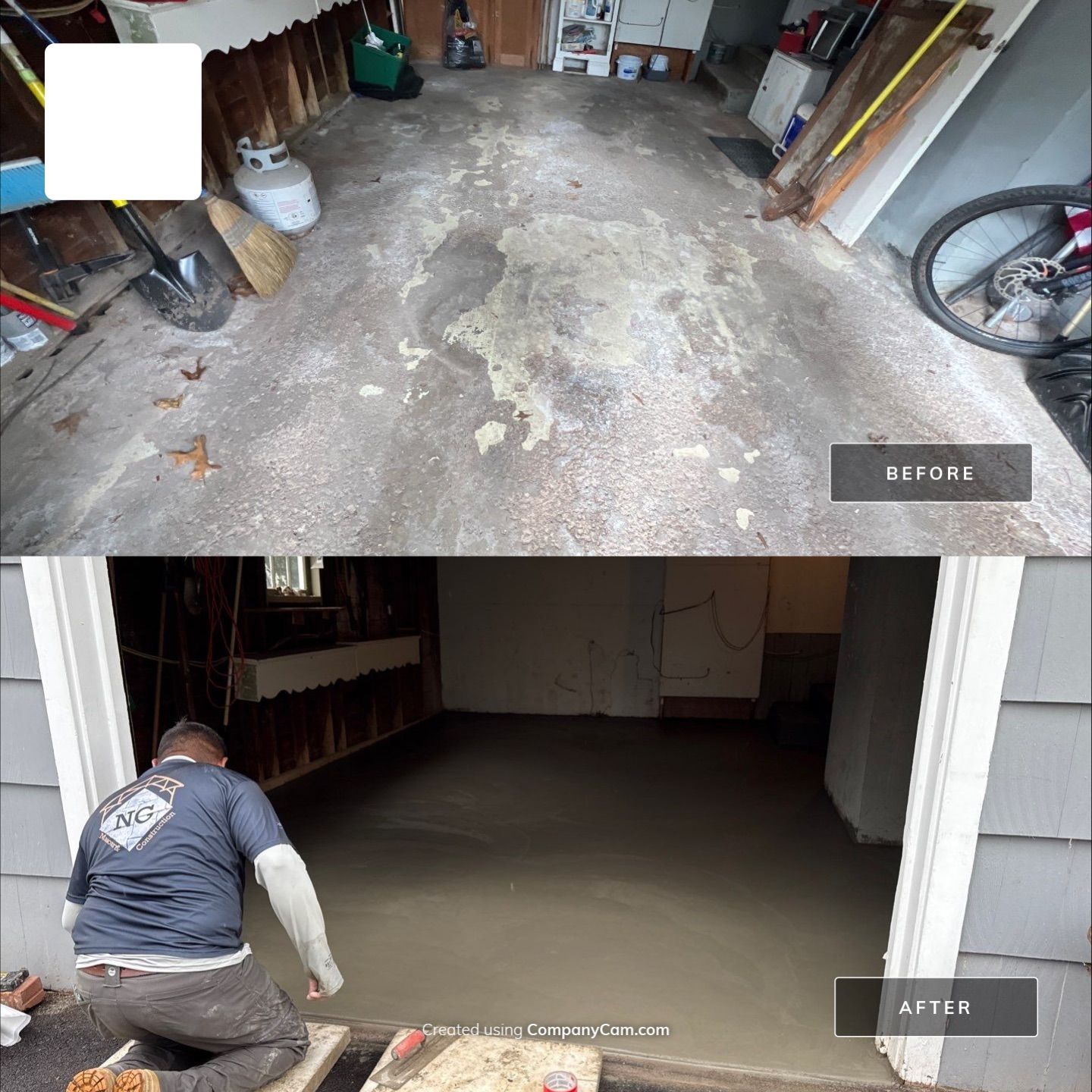 Concrete garage floor replacement  by NG Masonry & Construction LLC