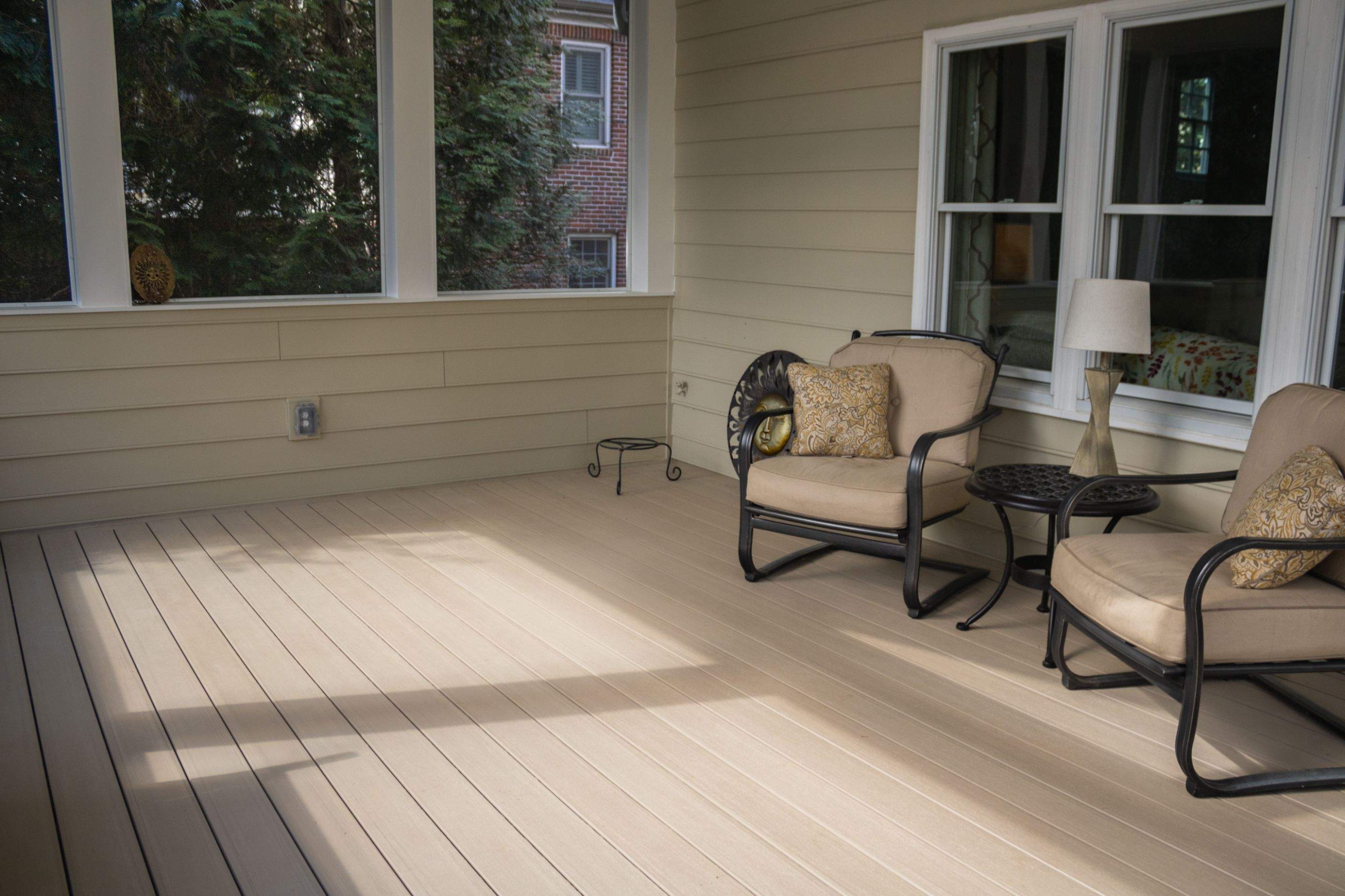 Deck Resurface and Screened-In Porch Build with Timbertech LED Lantern Post Cap Lights by Nelson Exteriors