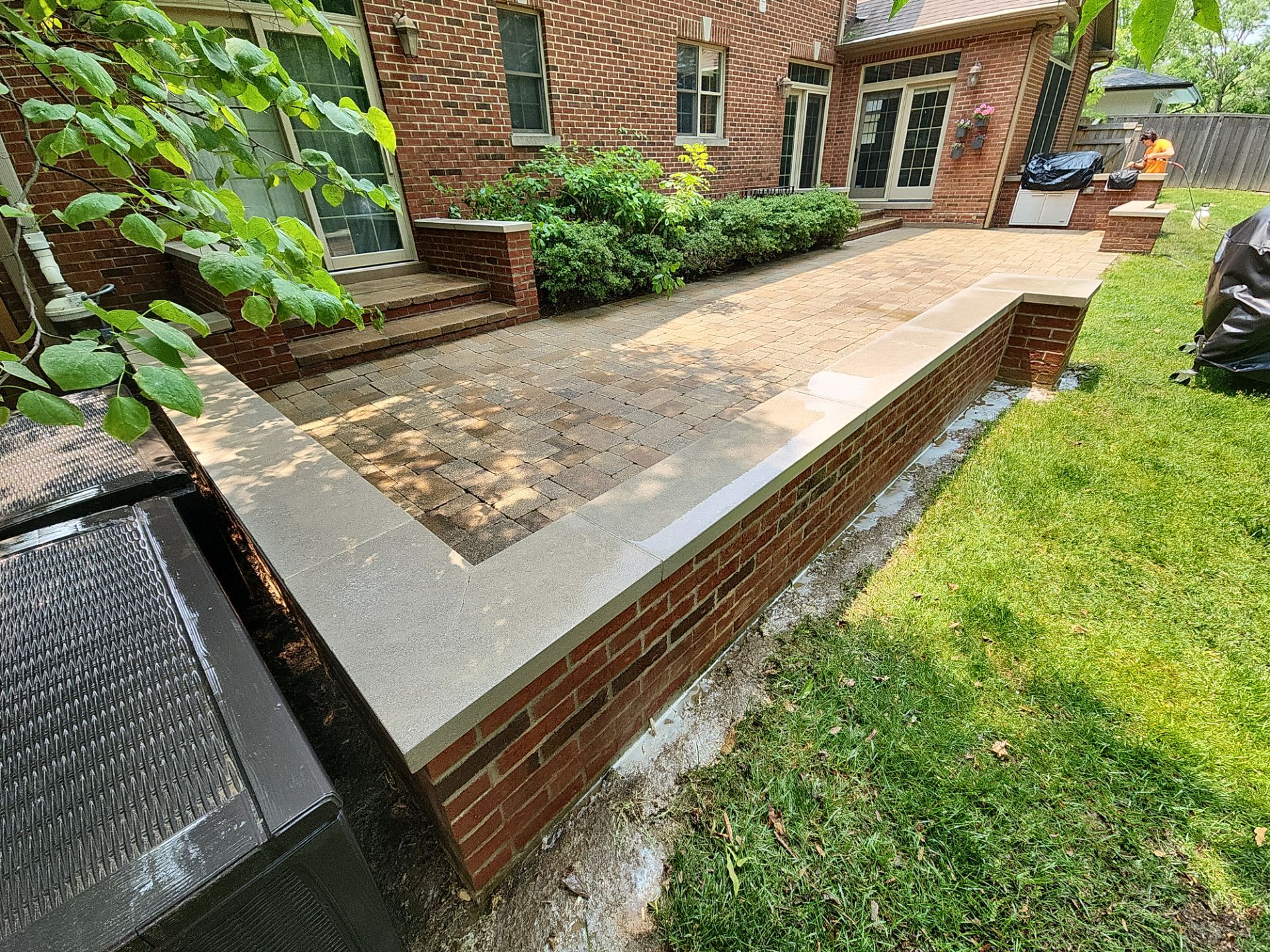 Brick paver repair, clean, seal and poly sanding by Northern Power Washing LLC.