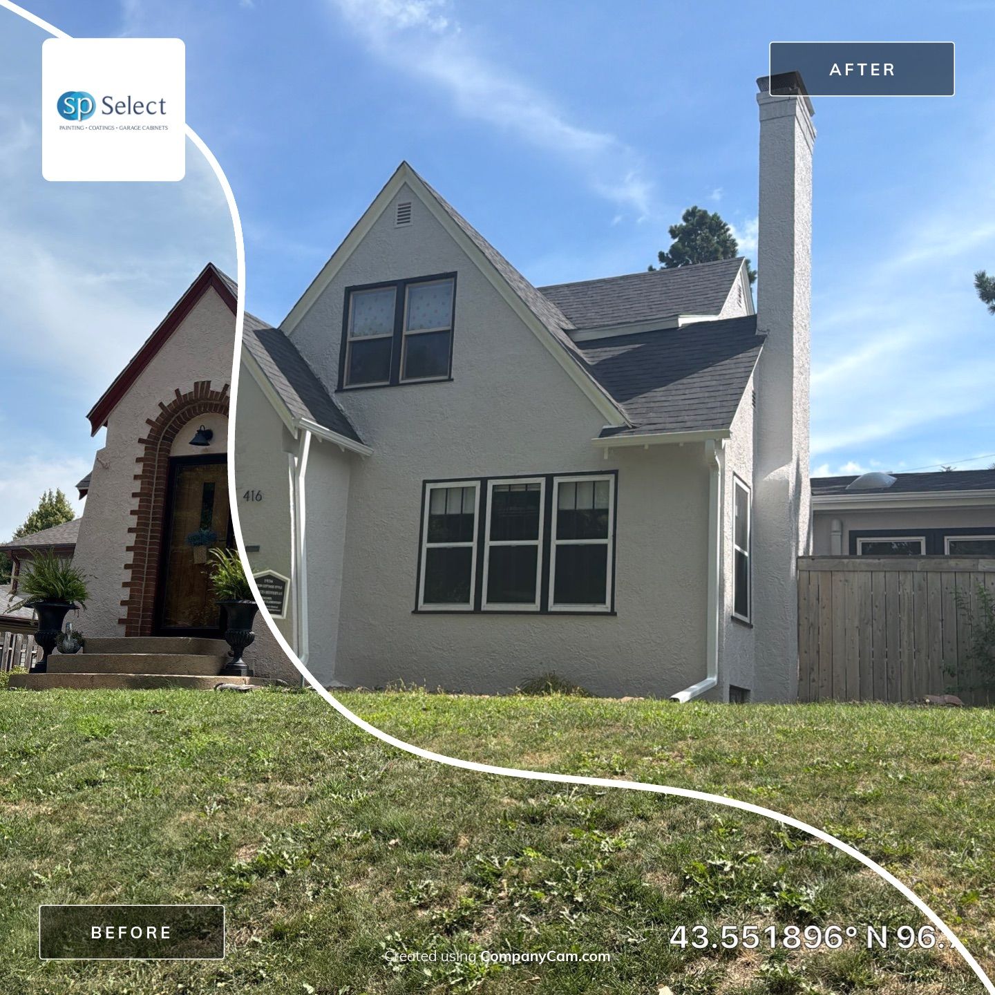 Exterior Stucco Painting and Trim Refresh in Sioux Falls by Select Painting, Coatings & Garage Cabinets