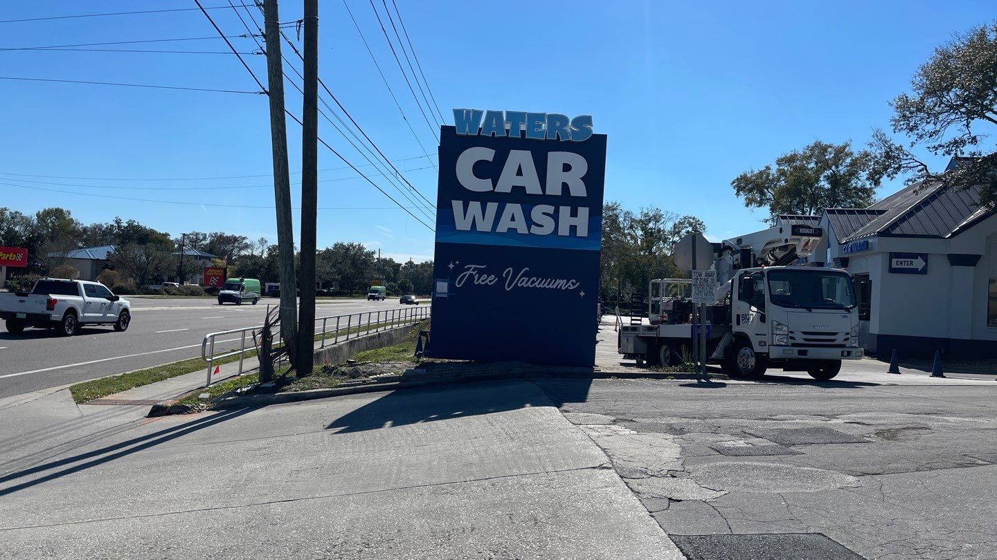 Waters Car Wash Monument Sign and Channel Letters by SignCrafters
