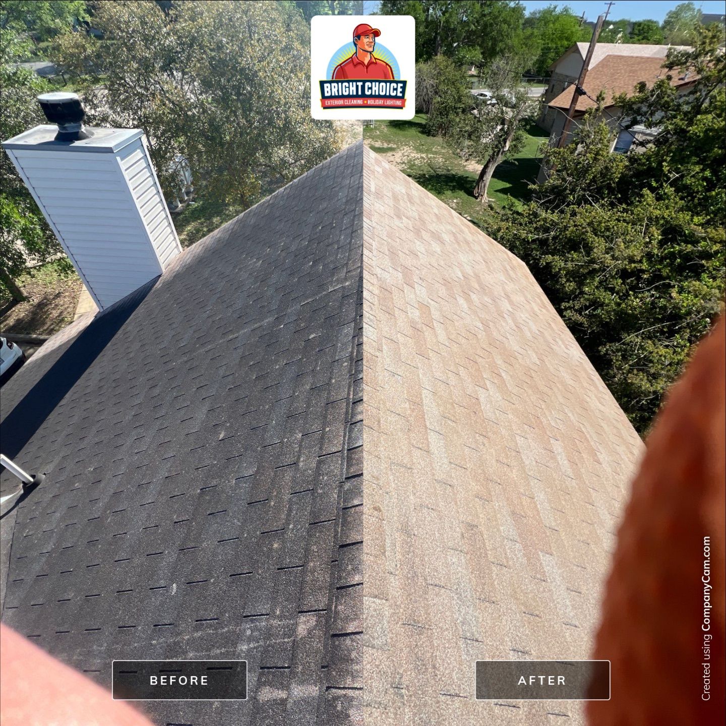 Shingle Roof Washing Project in San Antonio by Bright Choice