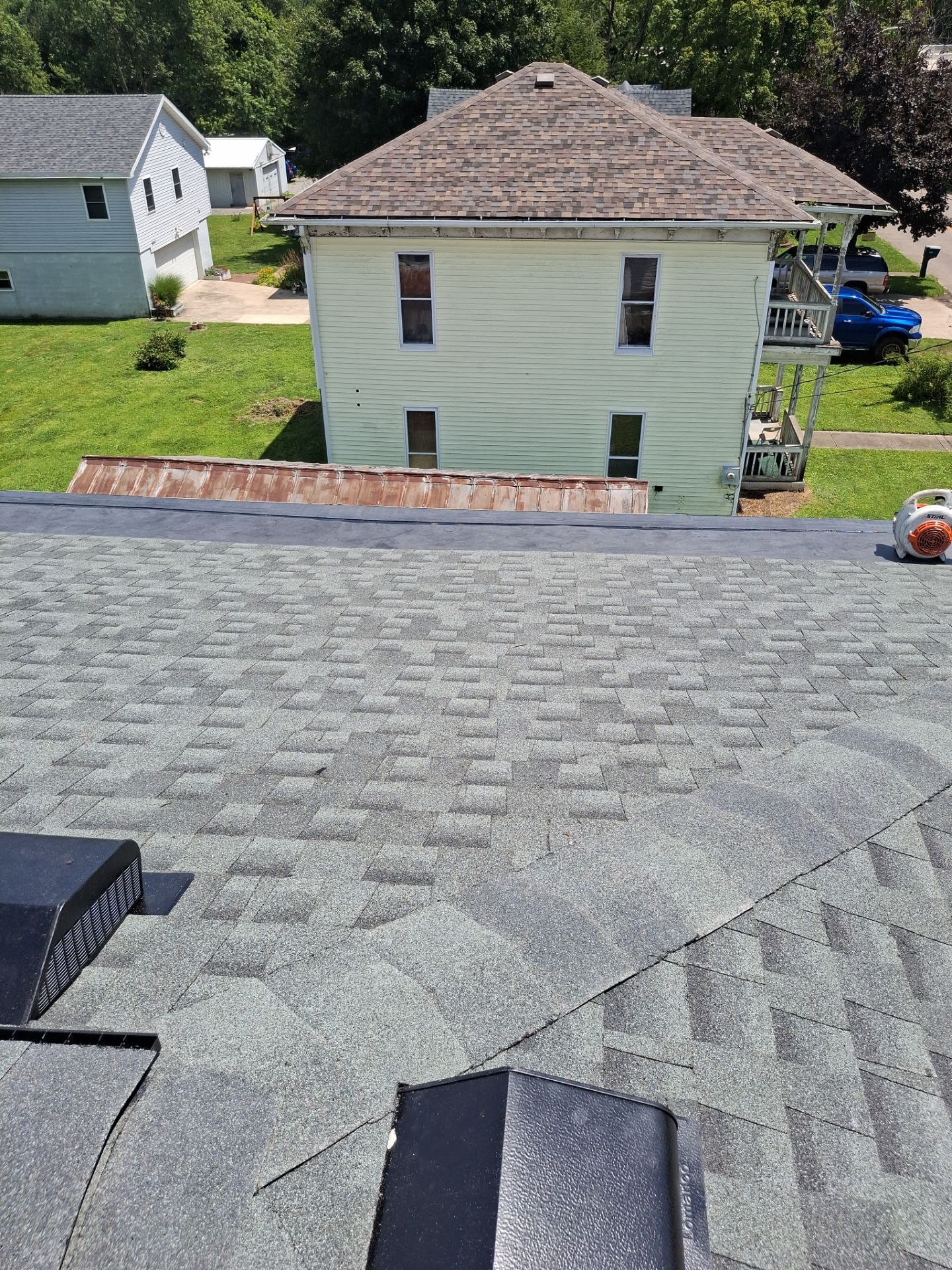 Residential Roofing Installation using GAF Timberline HDZ Williamsburg Slate by Rainstoppers Roofing