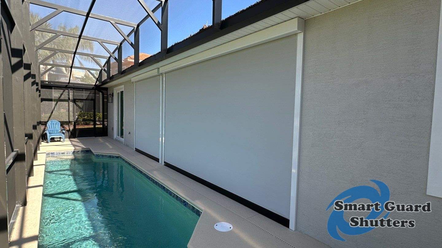 Hurricane Screen in White/Birch by Smart Guard Shutters