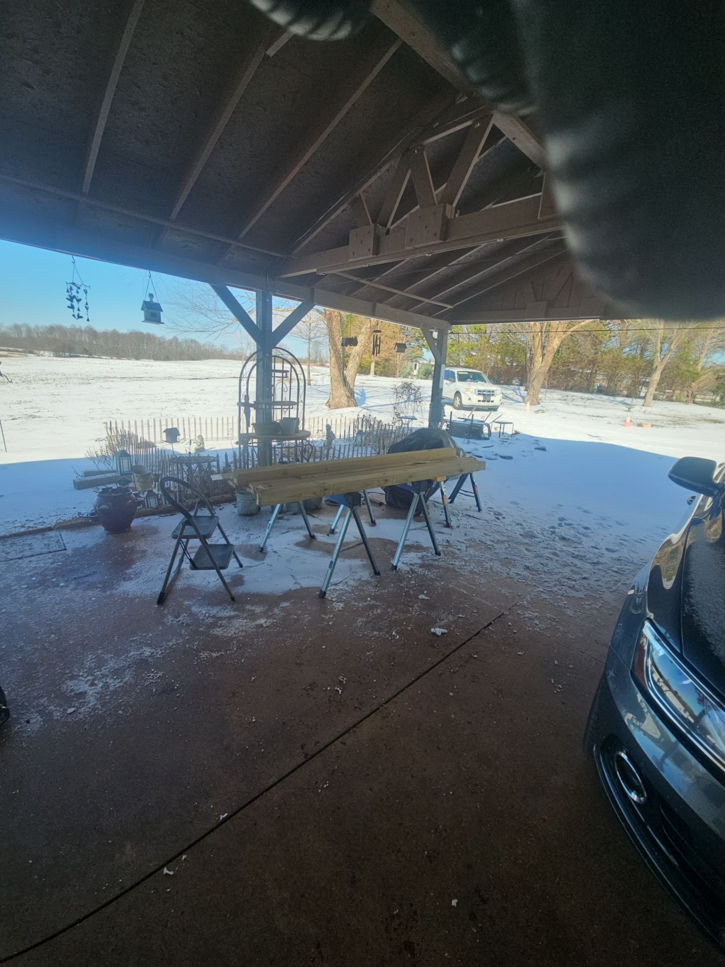 Carport Entry Vinyl Railing Install by A Step Above Handy LLC 