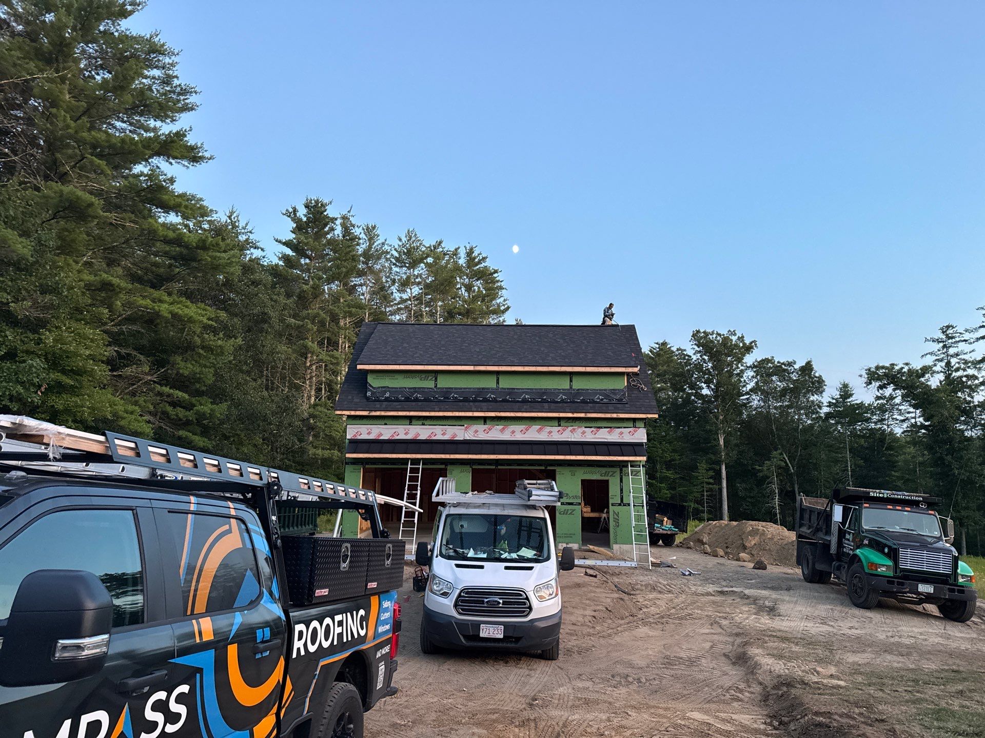 Merrimack NH ADU Roof Installation with Owens Corning Onyx Black Shingles and Standing Seam Metal Accents by Compass exteriors